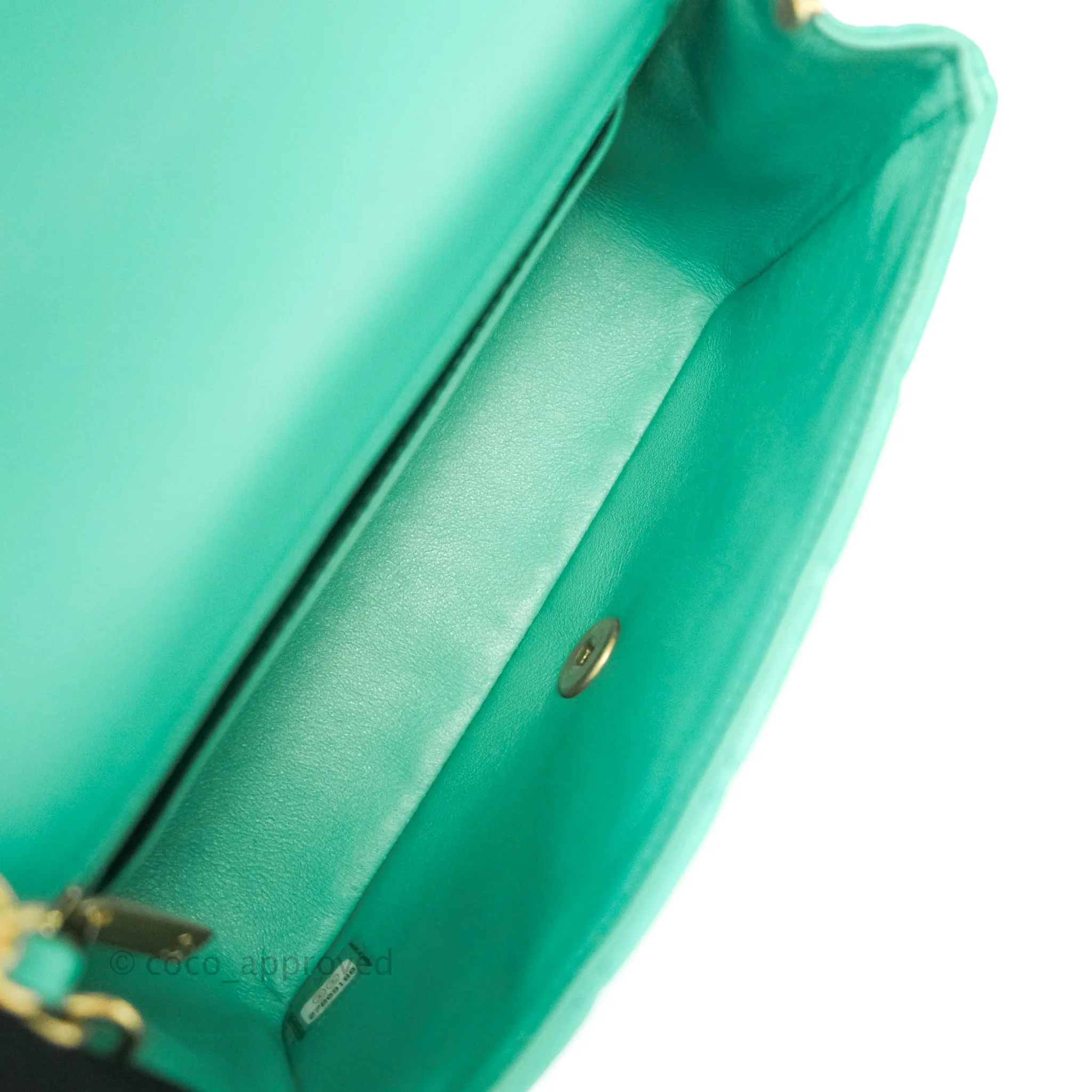 Chanel Quilted Mini Rectangular Turquoise Blue Lambskin Aged Gold Hardware