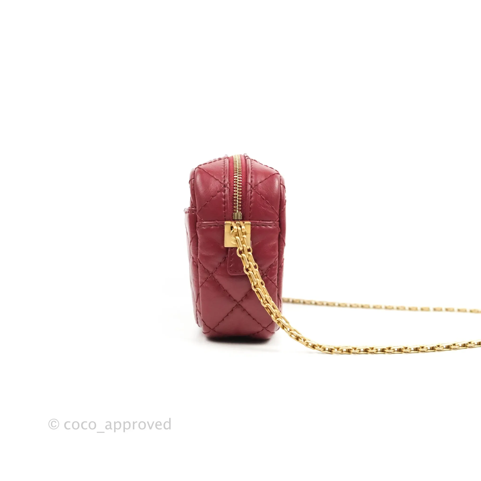 Chanel Quilted Mini Reissue Camera Case Red Aged Calfskin
