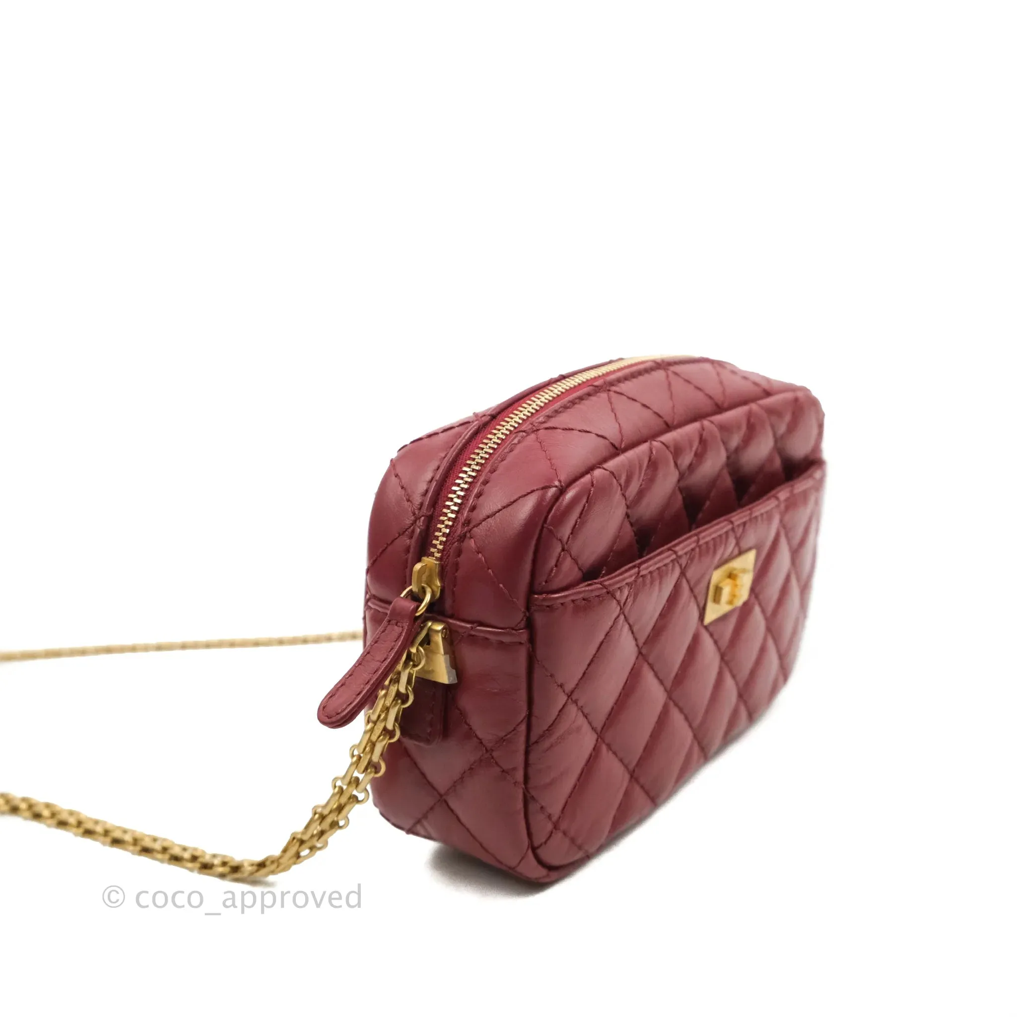 Chanel Quilted Mini Reissue Camera Case Red Aged Calfskin