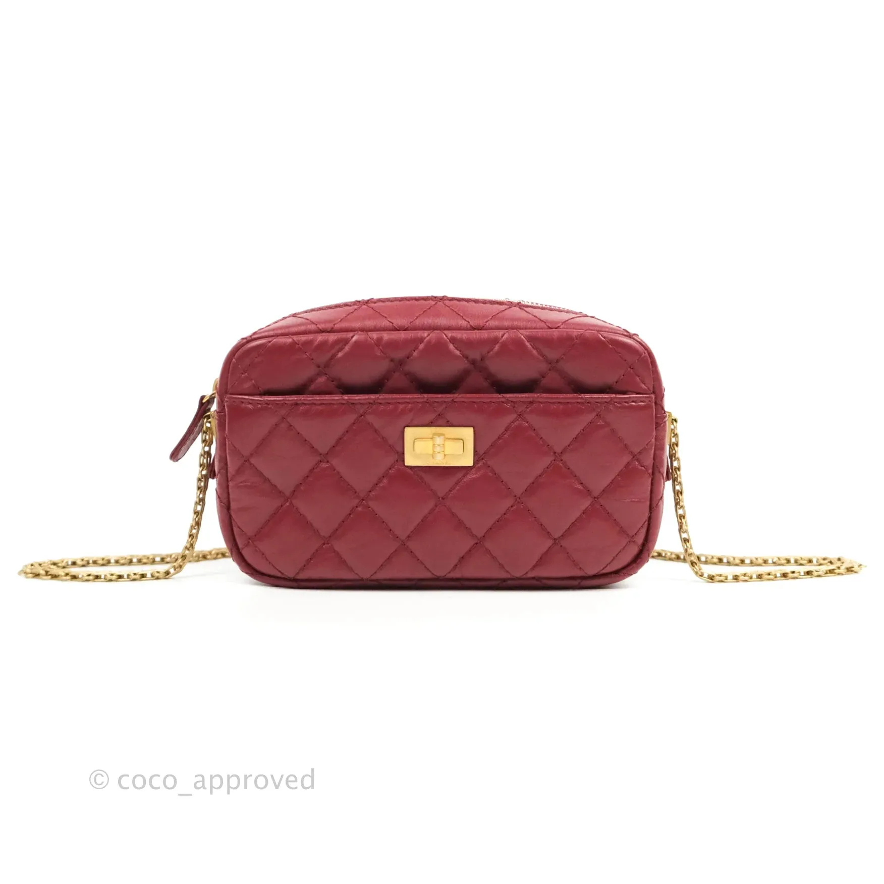 Chanel Quilted Mini Reissue Camera Case Red Aged Calfskin