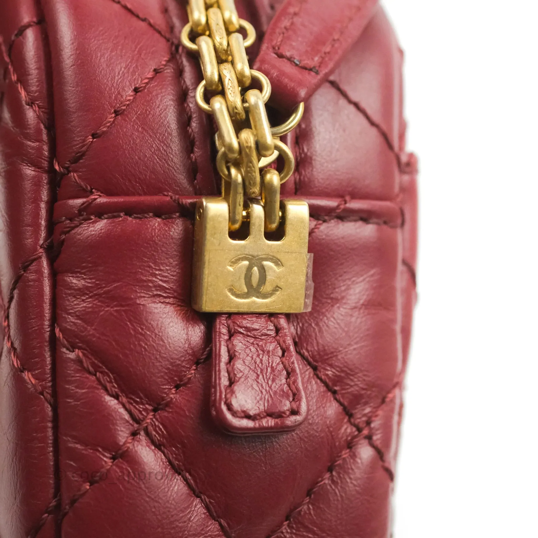 Chanel Quilted Mini Reissue Camera Case Red Aged Calfskin