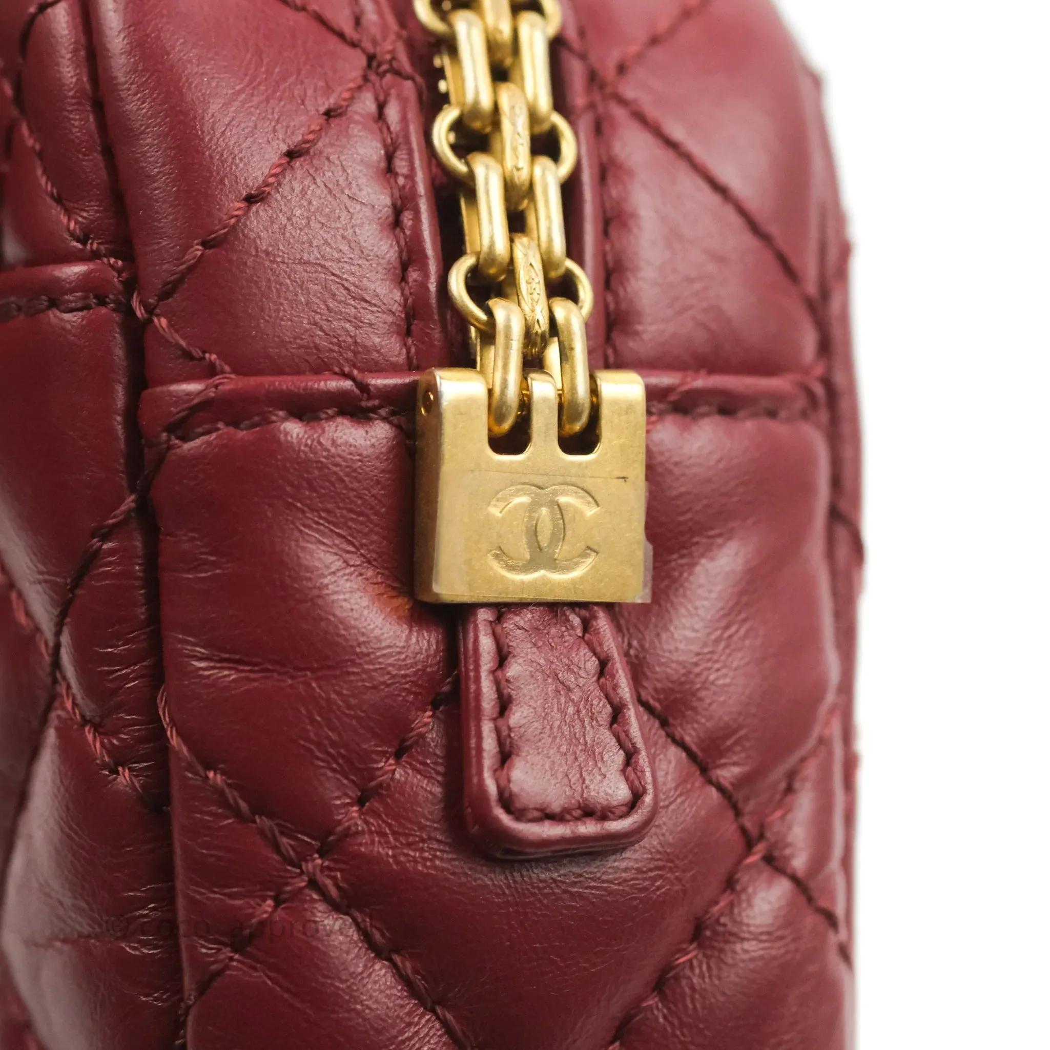 Chanel Quilted Mini Reissue Camera Case Red Aged Calfskin