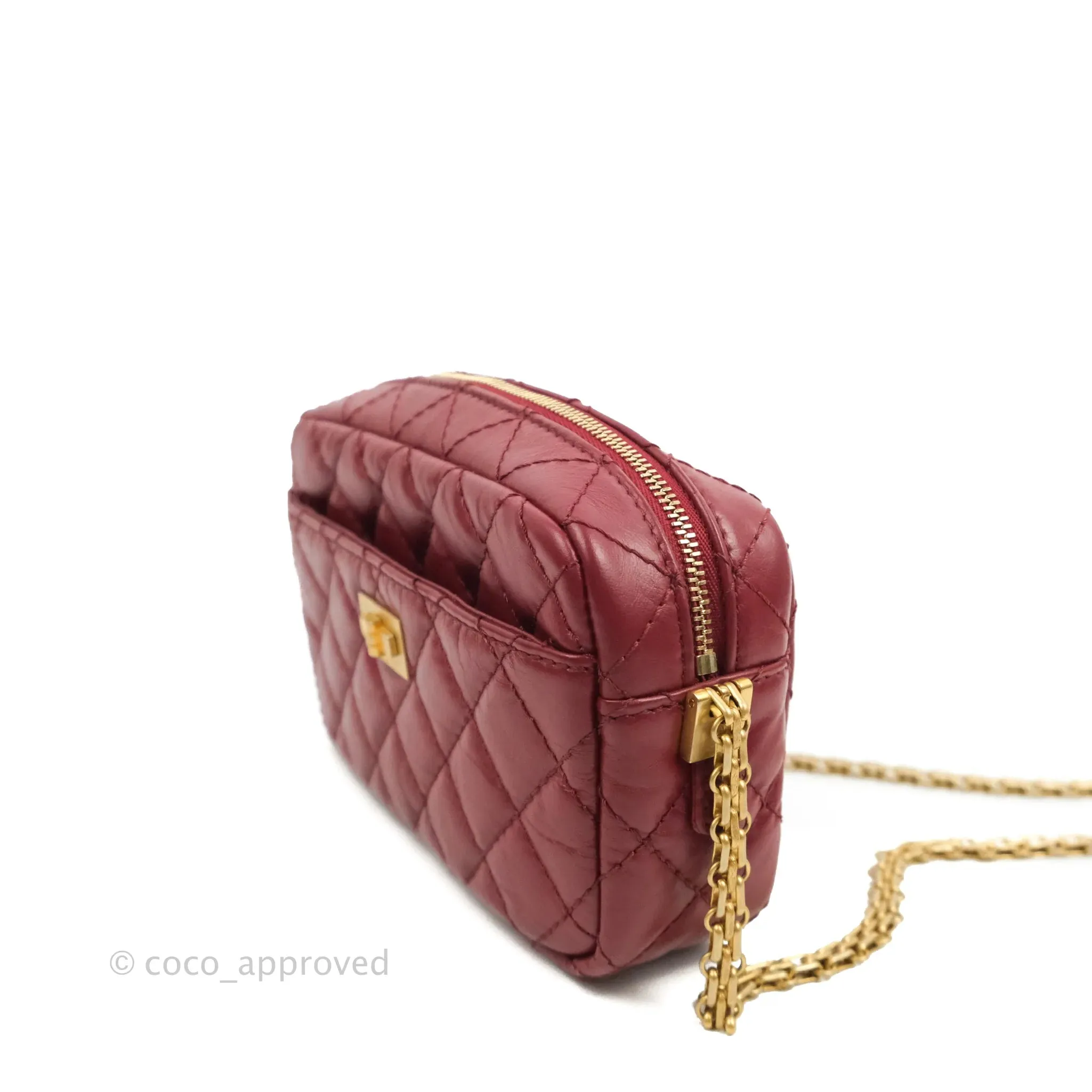 Chanel Quilted Mini Reissue Camera Case Red Aged Calfskin