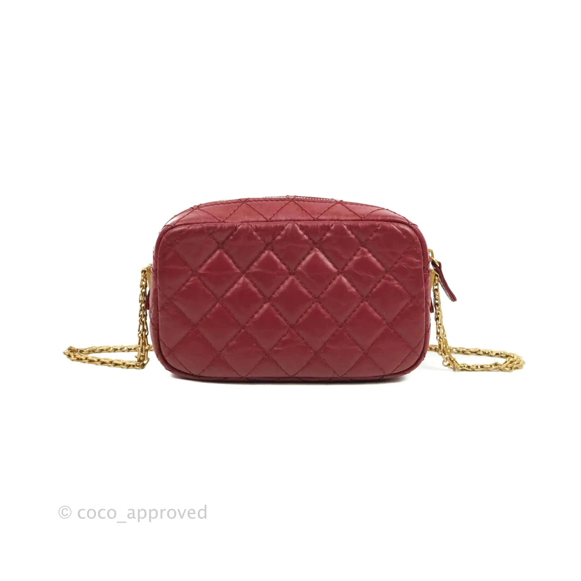 Chanel Quilted Mini Reissue Camera Case Red Aged Calfskin
