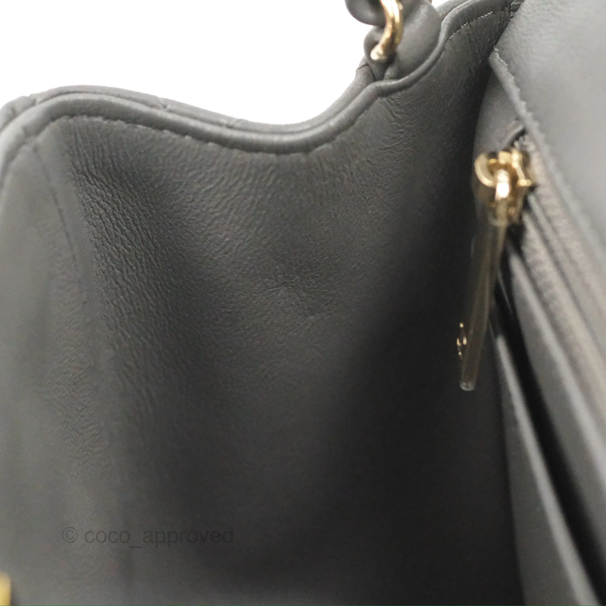 Chanel Quilted Mini Square Grey Lambskin Gold Hardware