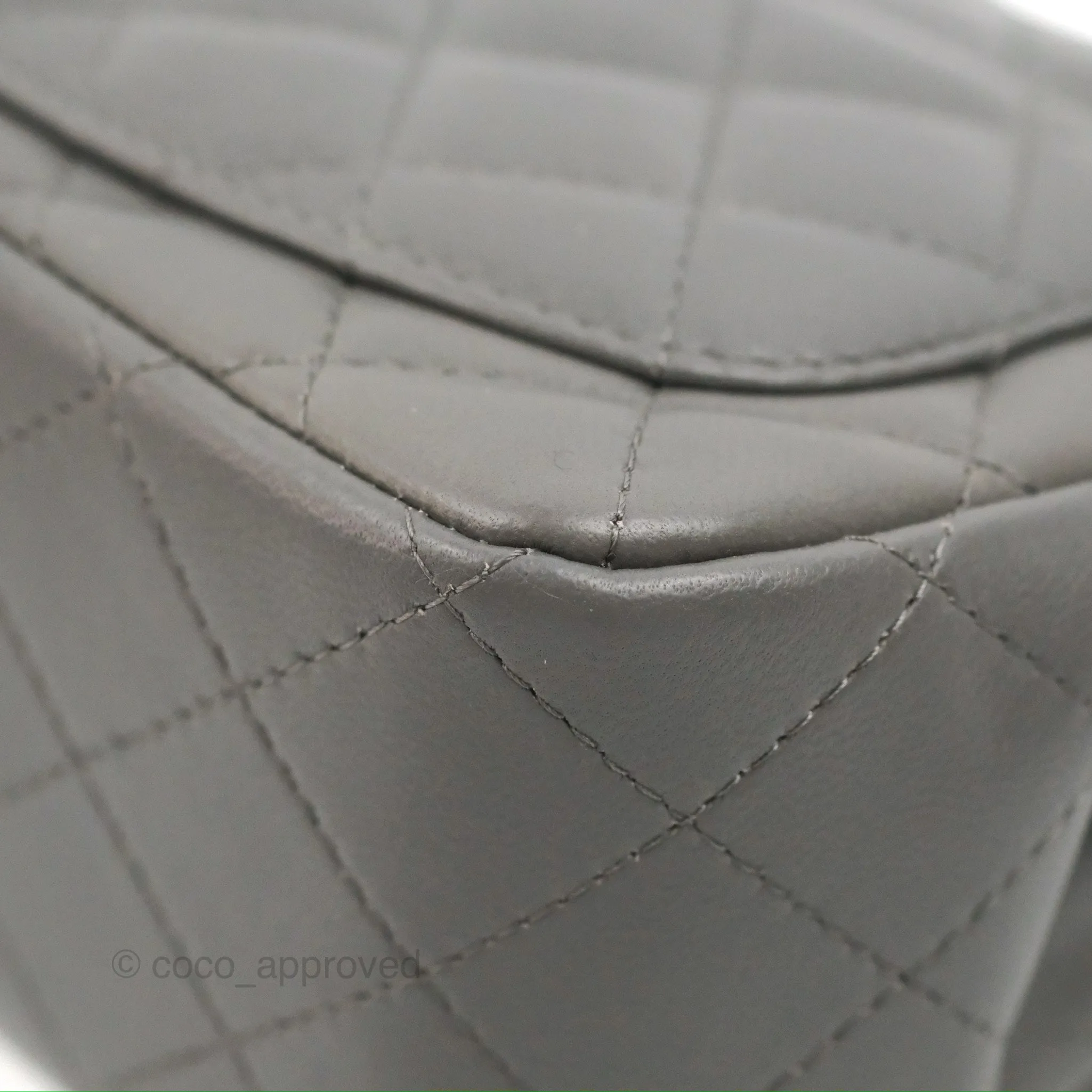 Chanel Quilted Mini Square Grey Lambskin Gold Hardware