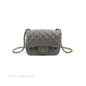 Chanel Quilted Mini Square Grey Lambskin Gold Hardware
