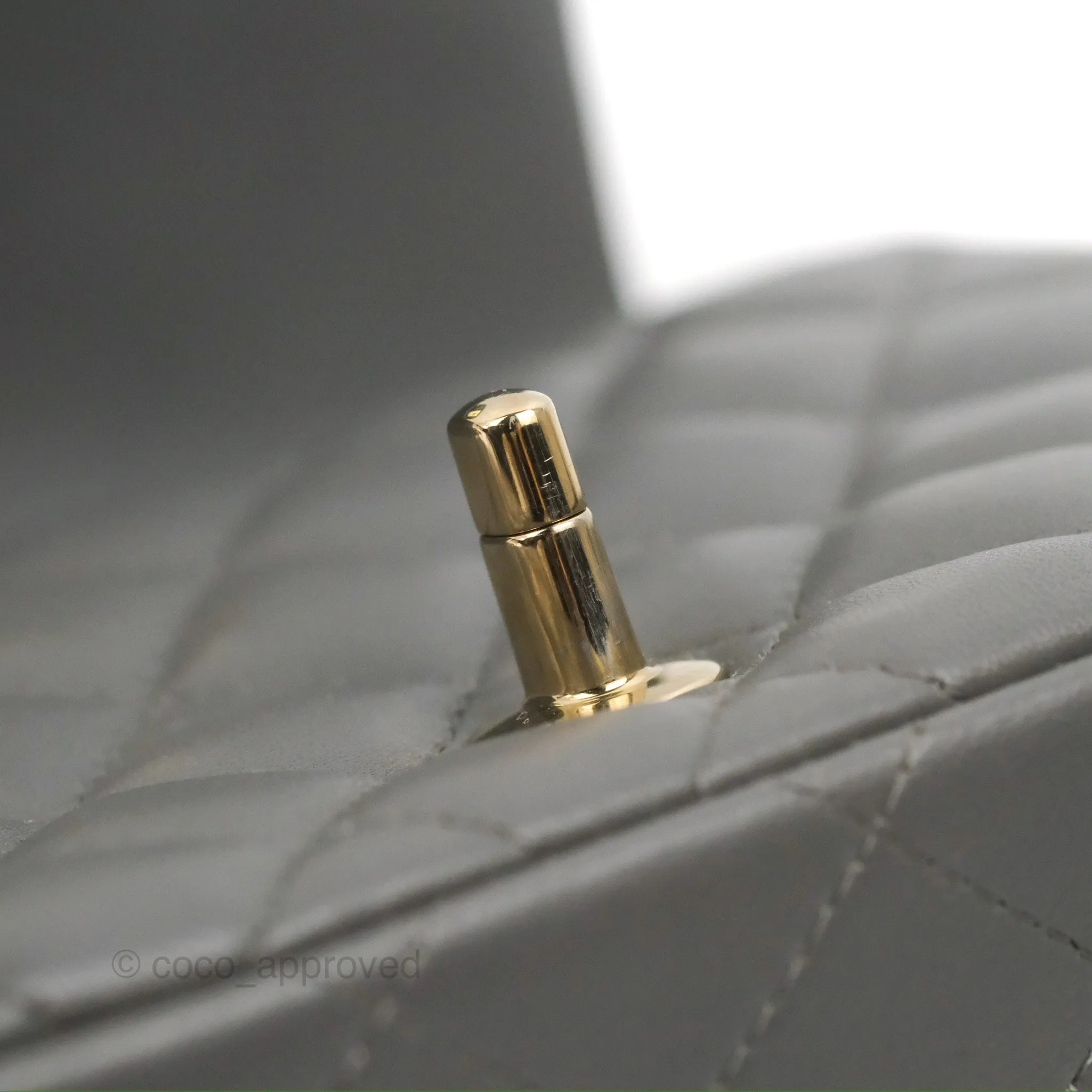 Chanel Quilted Mini Square Grey Lambskin Gold Hardware