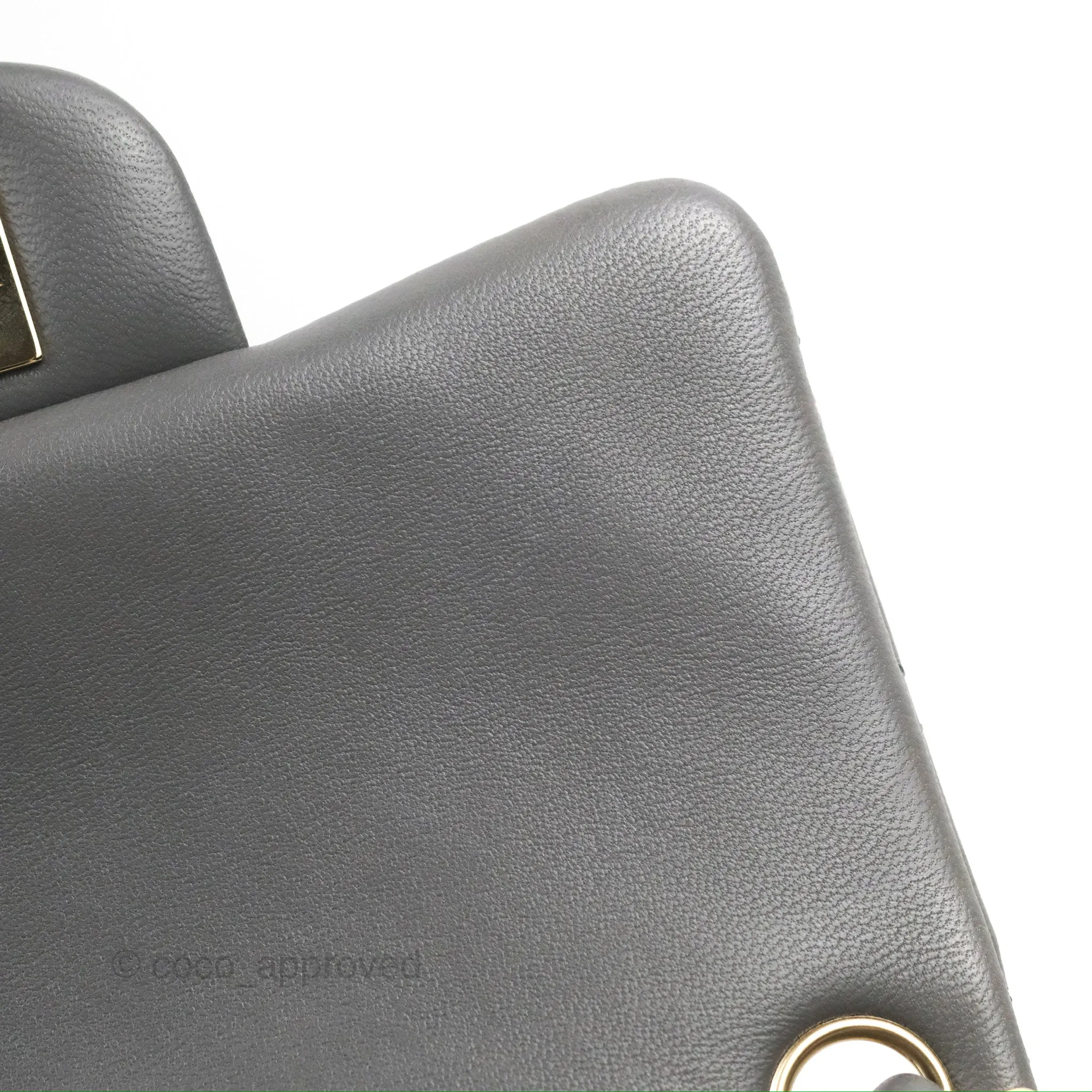 Chanel Quilted Mini Square Grey Lambskin Gold Hardware