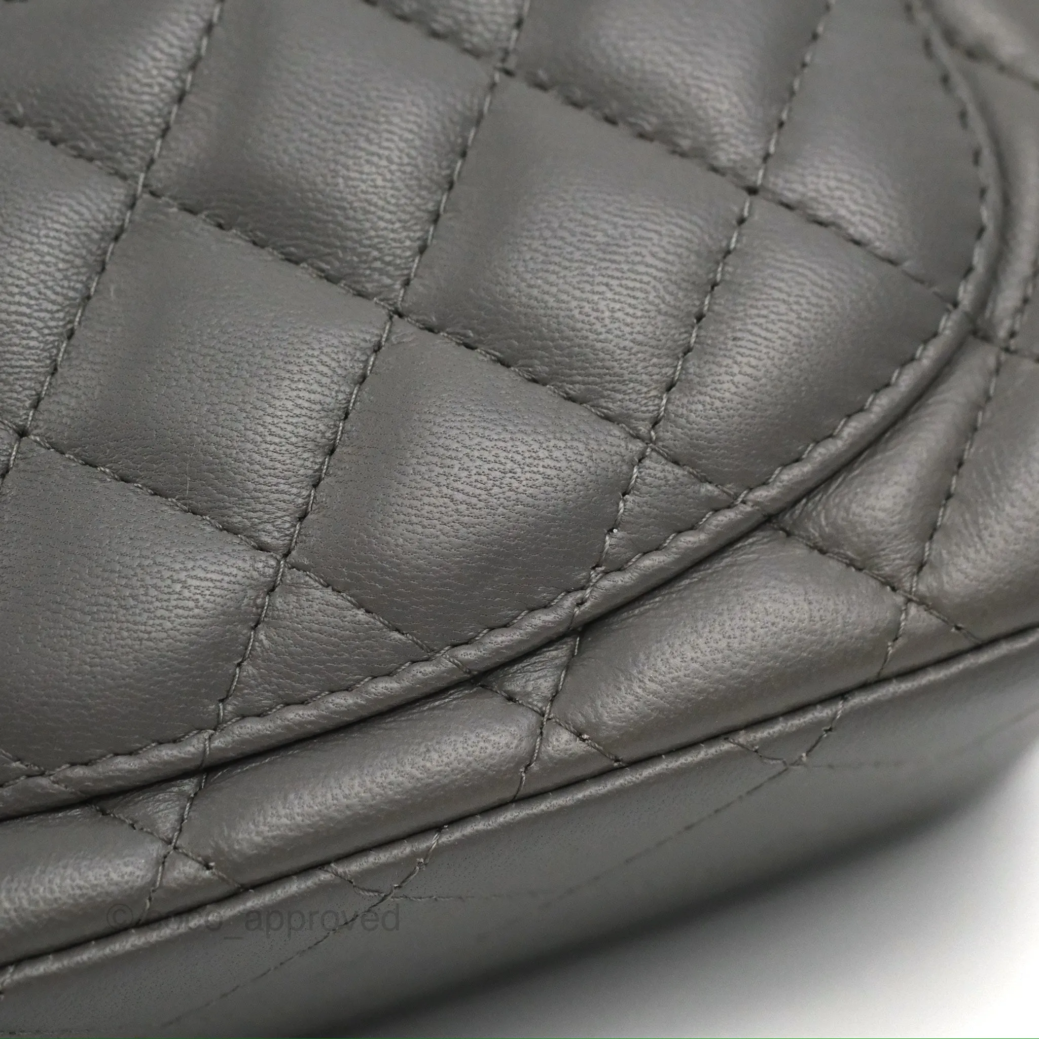 Chanel Quilted Mini Square Grey Lambskin Gold Hardware