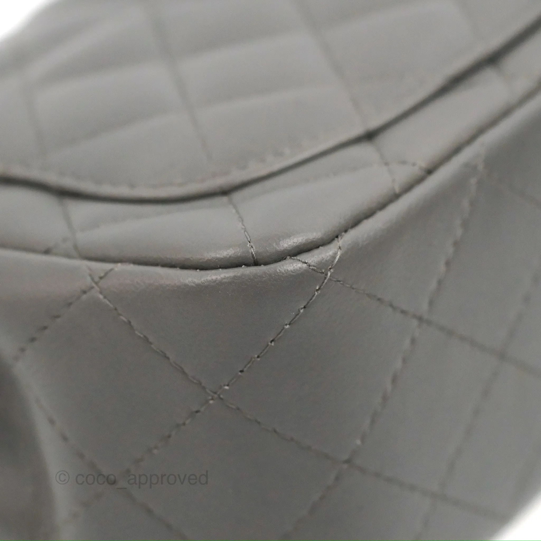 Chanel Quilted Mini Square Grey Lambskin Gold Hardware