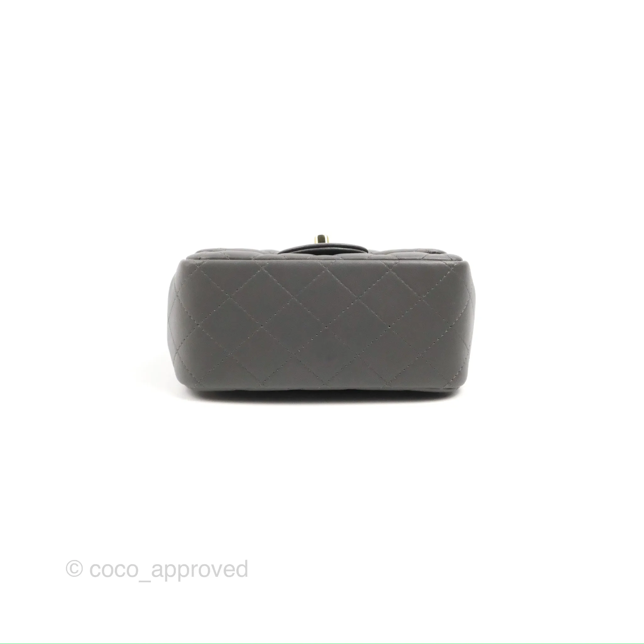 Chanel Quilted Mini Square Grey Lambskin Gold Hardware