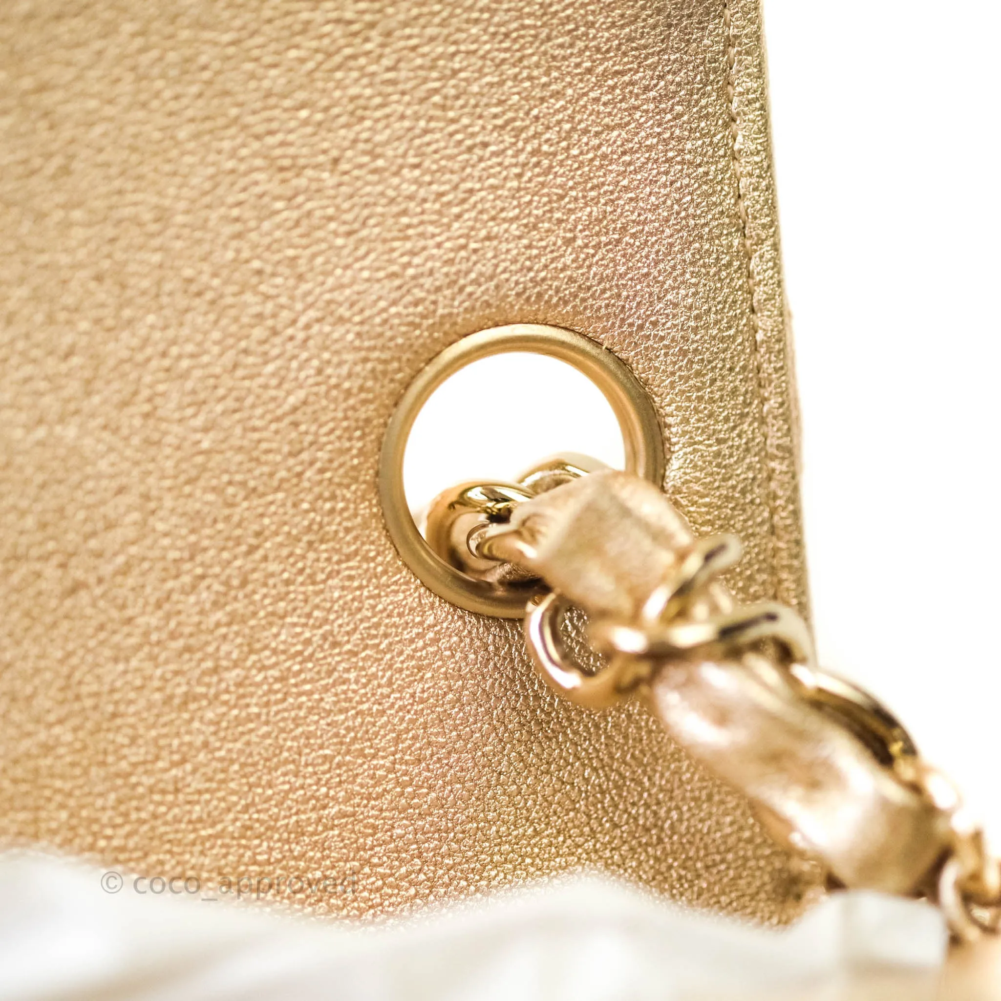 Chanel Quilted Mini Square Iridescent Gold Lambskin Gold Hardware 21P