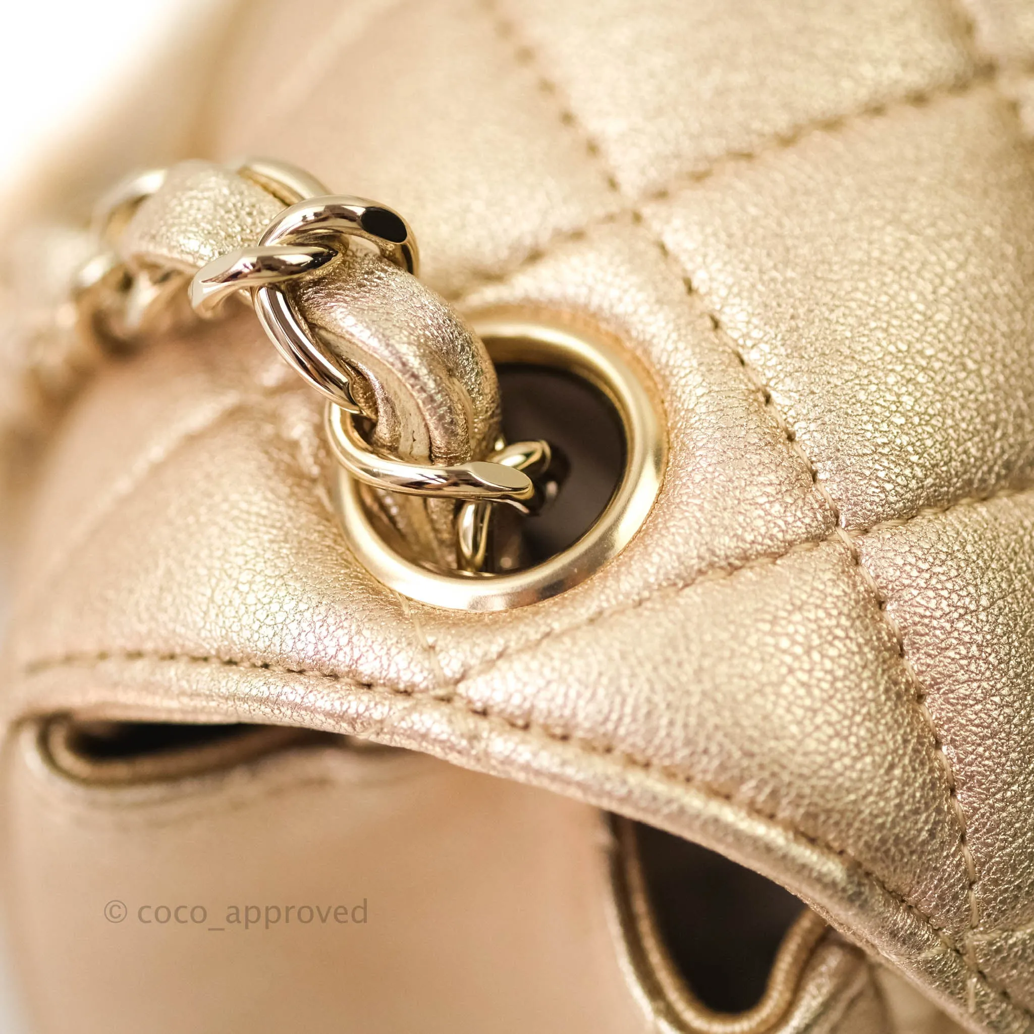 Chanel Quilted Mini Square Iridescent Gold Lambskin Gold Hardware 21P