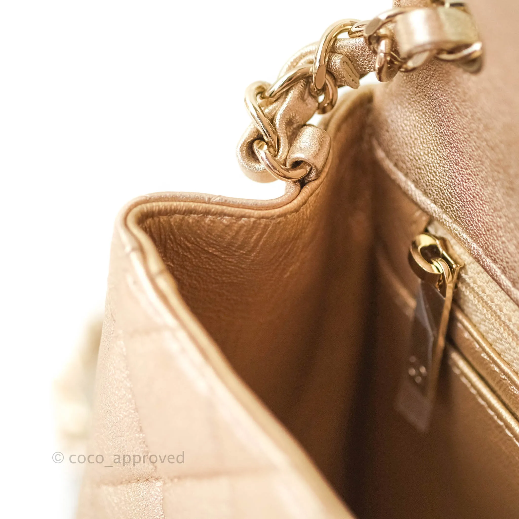 Chanel Quilted Mini Square Iridescent Gold Lambskin Gold Hardware 21P