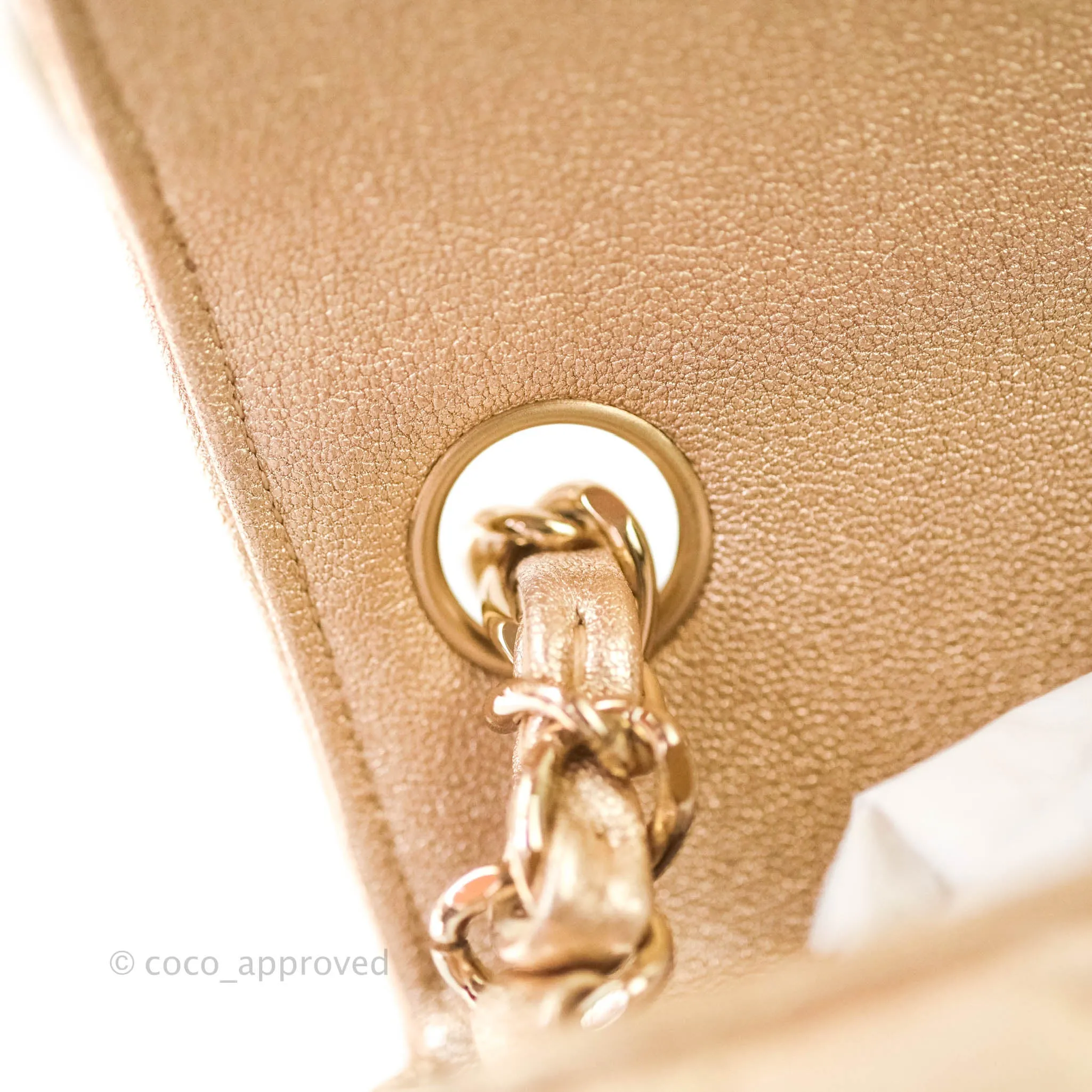 Chanel Quilted Mini Square Iridescent Gold Lambskin Gold Hardware 21P