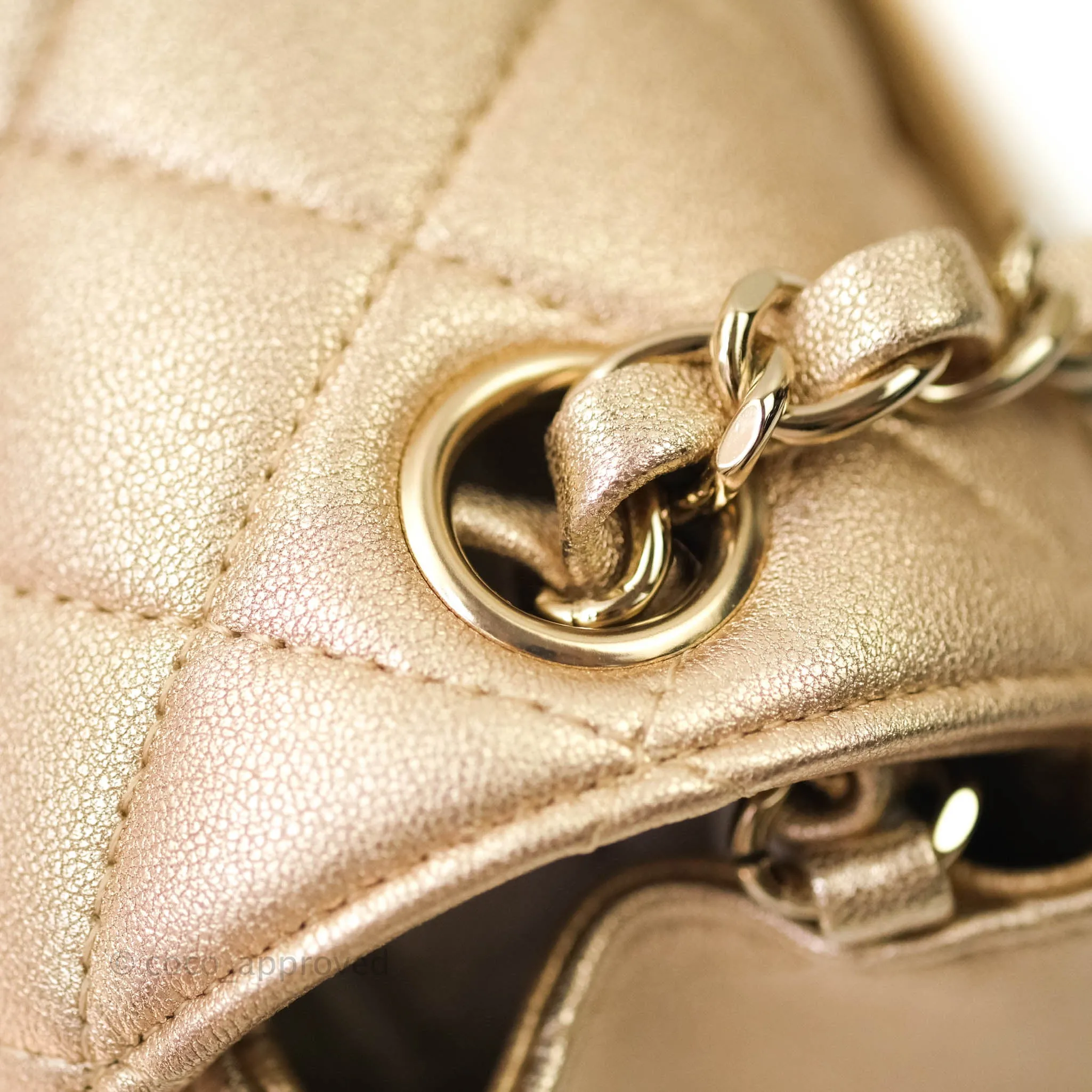 Chanel Quilted Mini Square Iridescent Gold Lambskin Gold Hardware 21P
