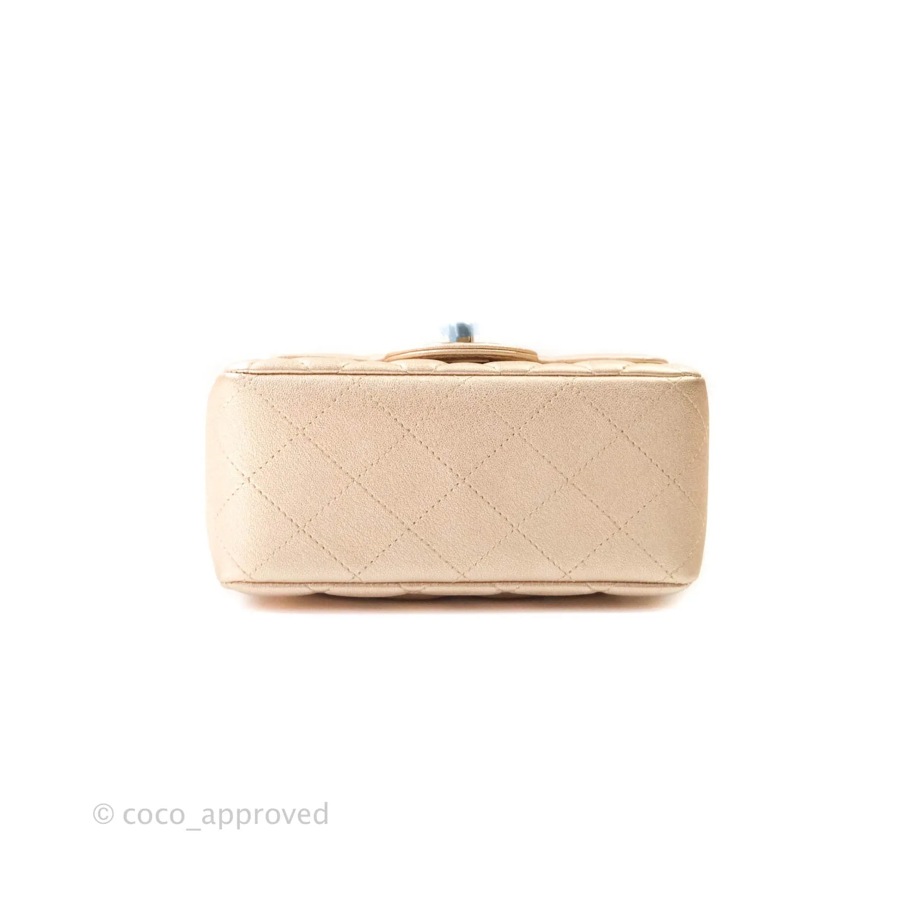 Chanel Quilted Mini Square Iridescent Gold Lambskin Gold Hardware 21P