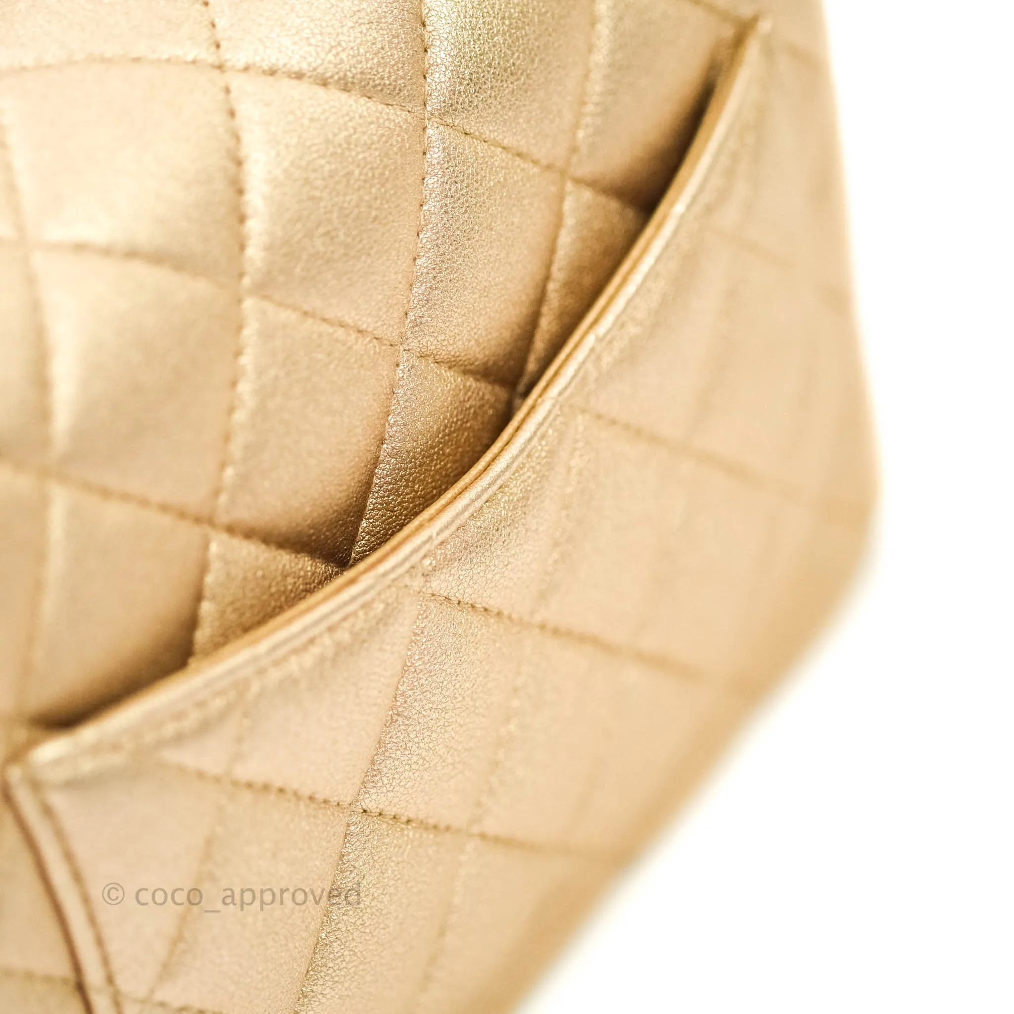 Chanel Quilted Mini Square Iridescent Gold Lambskin Gold Hardware 21P