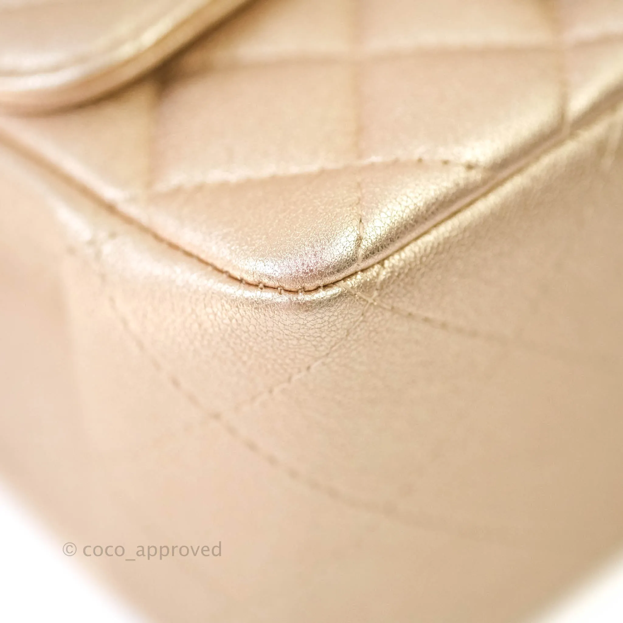 Chanel Quilted Mini Square Iridescent Gold Lambskin Gold Hardware 21P