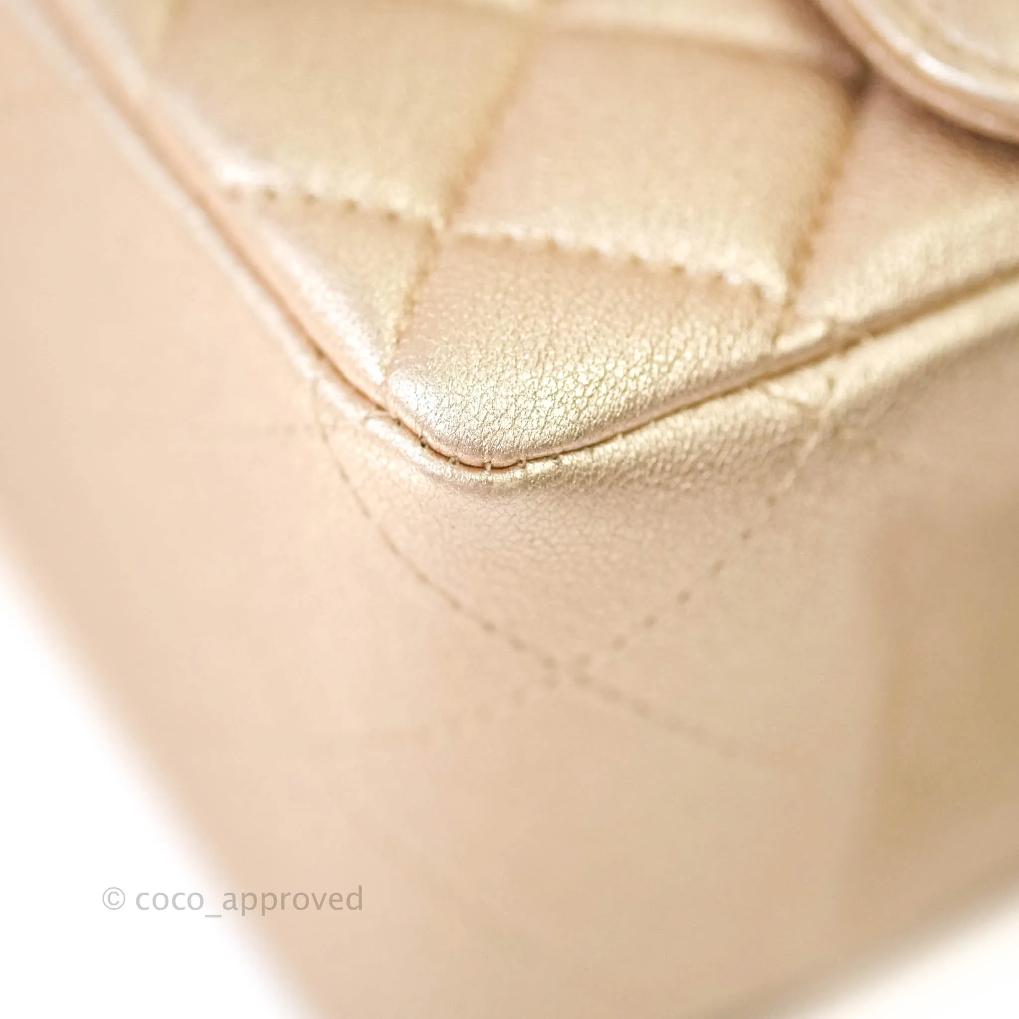 Chanel Quilted Mini Square Iridescent Gold Lambskin Gold Hardware 21P