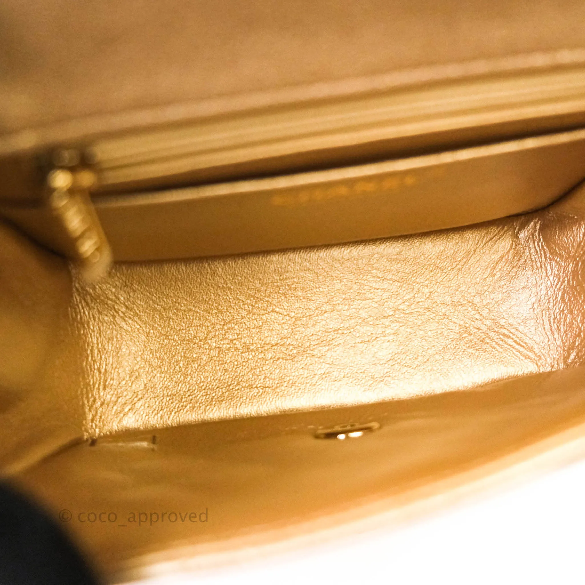 Chanel Quilted Mini Square Iridescent Gold Lambskin Gold Hardware 21P