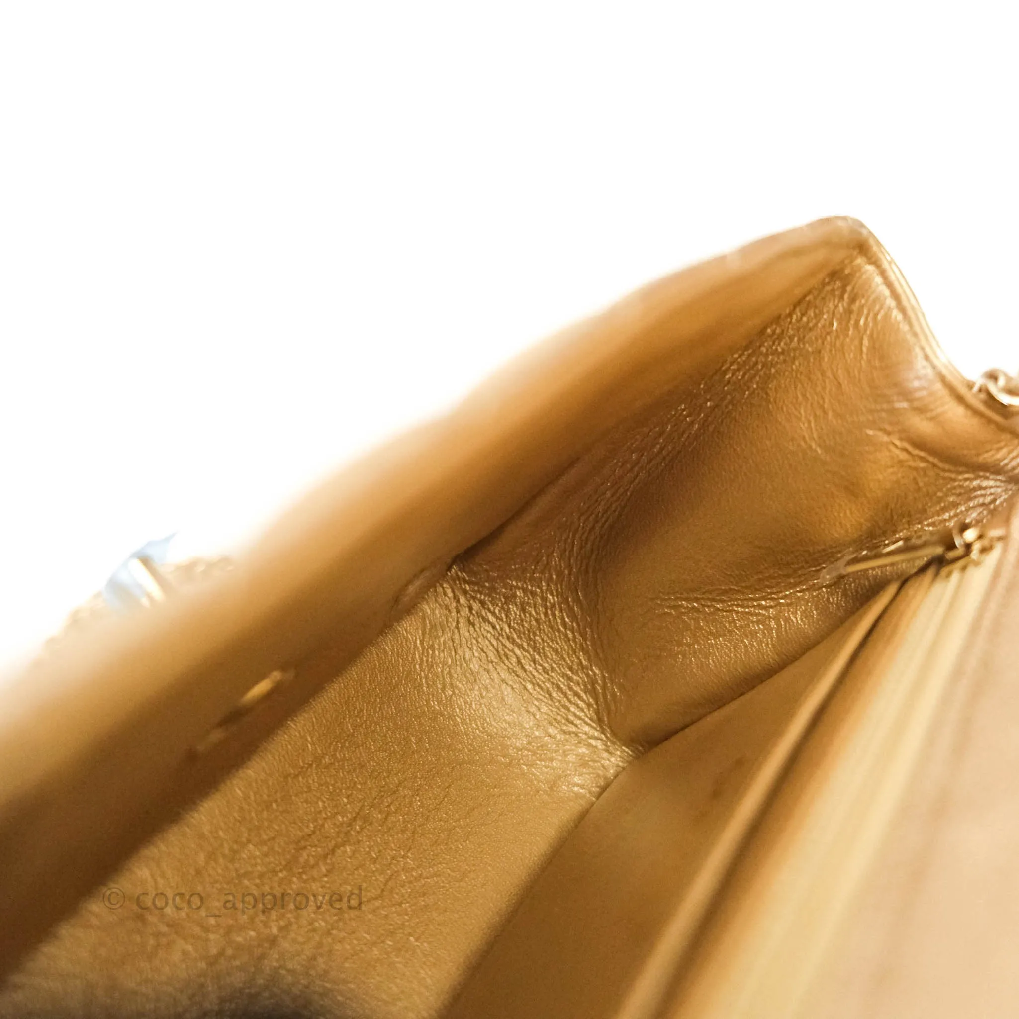 Chanel Quilted Mini Square Iridescent Gold Lambskin Gold Hardware 21P