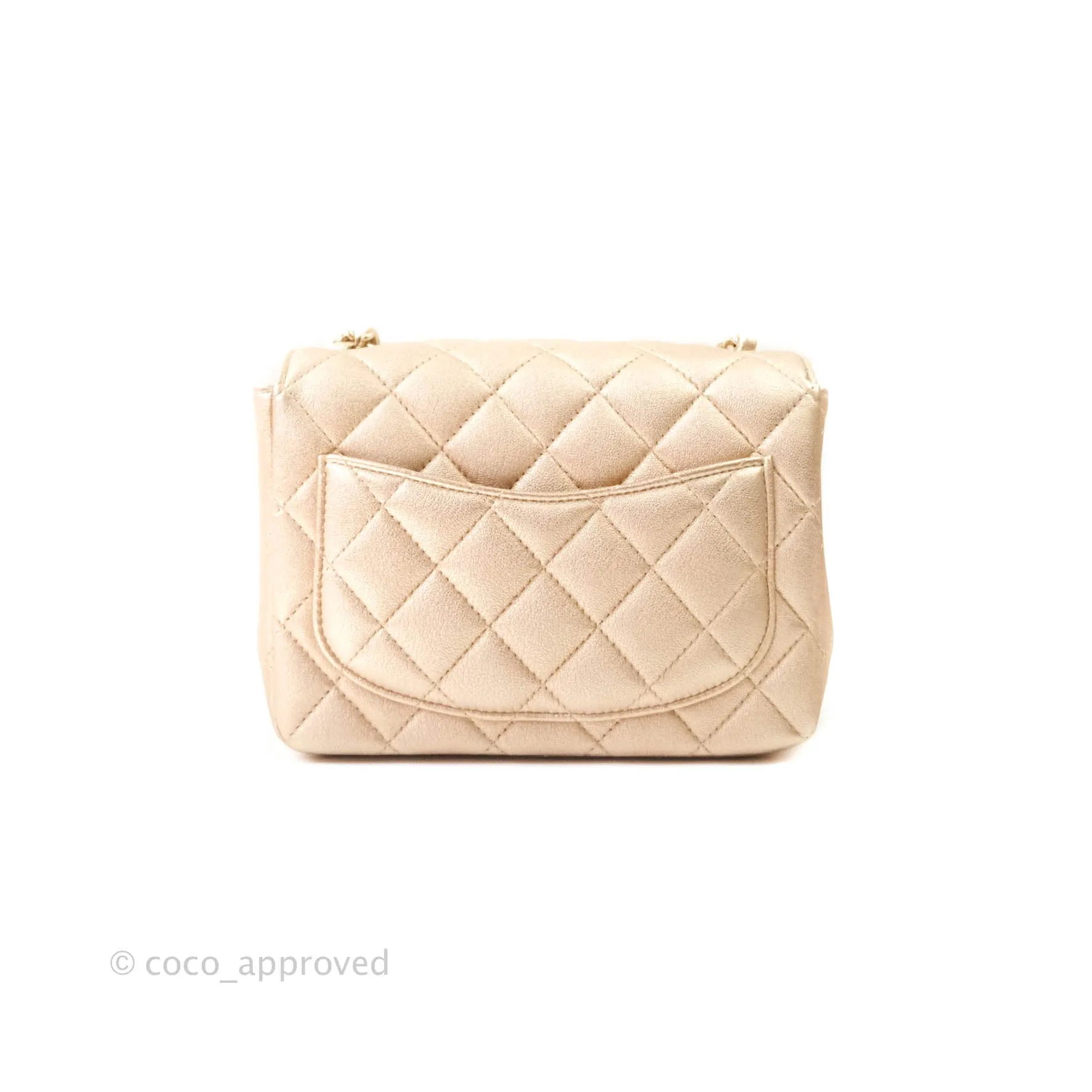 Chanel Quilted Mini Square Iridescent Gold Lambskin Gold Hardware 21P