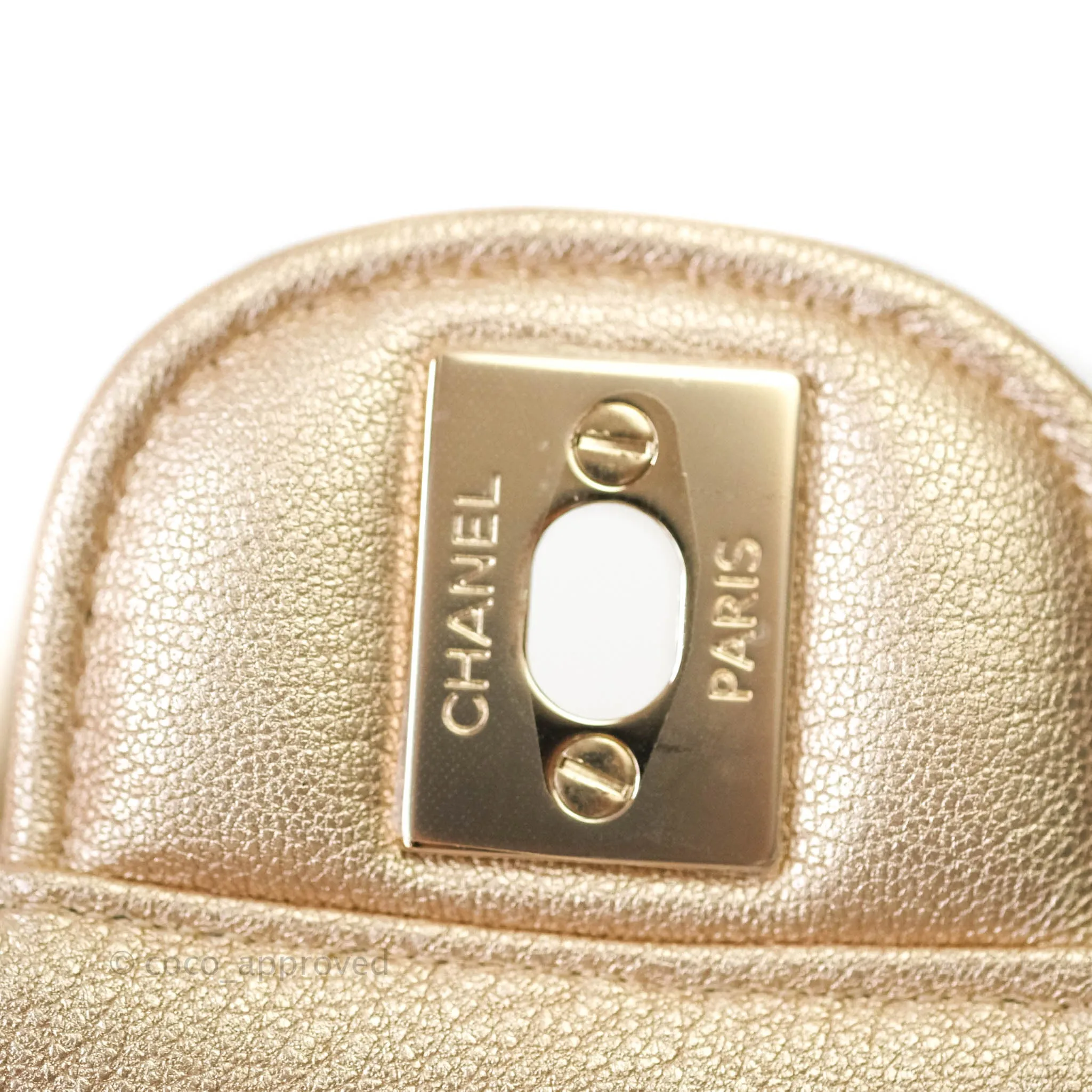 Chanel Quilted Mini Square Iridescent Gold Lambskin Gold Hardware 21P