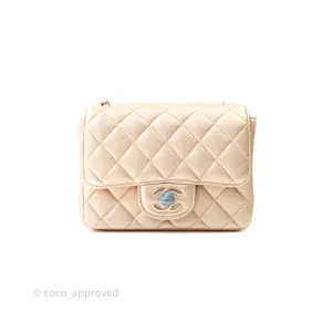 Chanel Quilted Mini Square Iridescent Gold Lambskin Gold Hardware 21P