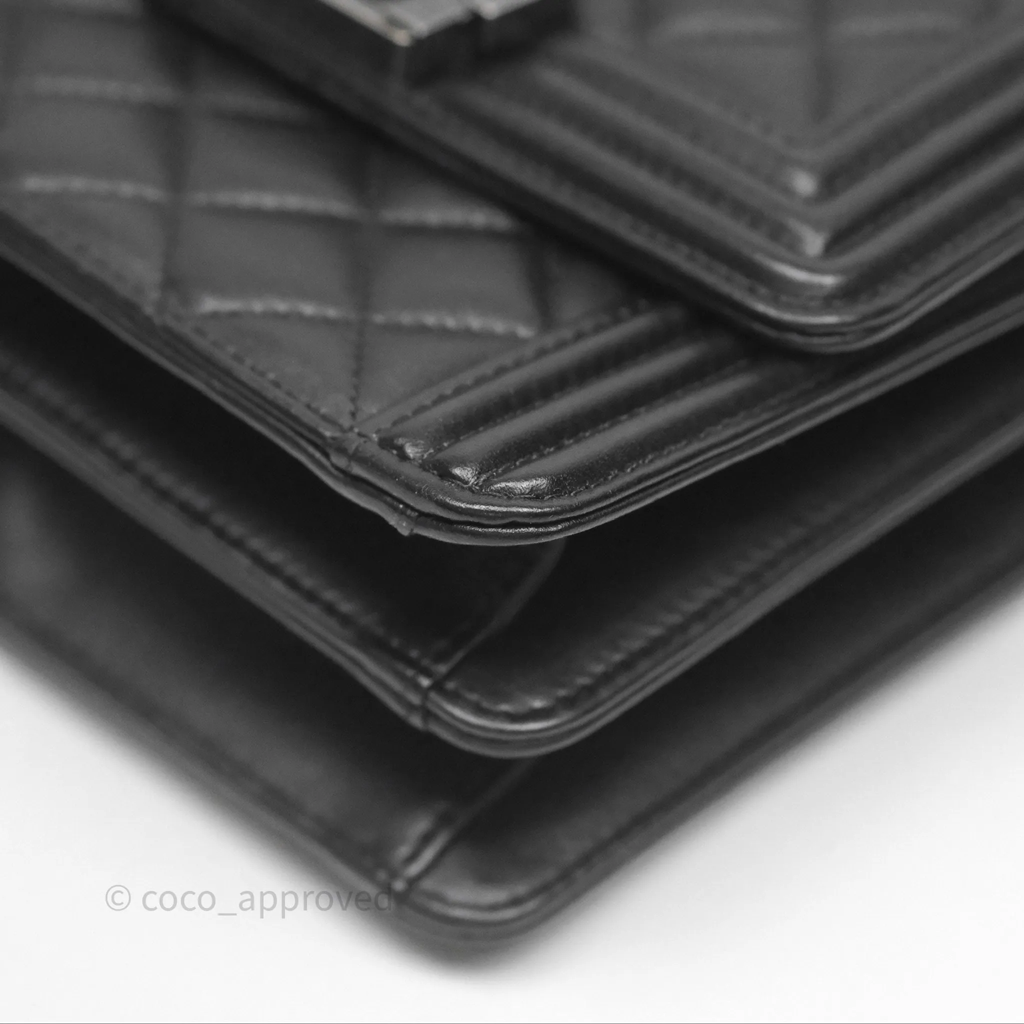 Chanel Quilted North South Boy Flap Black Calfskin Ruthenium Hardware