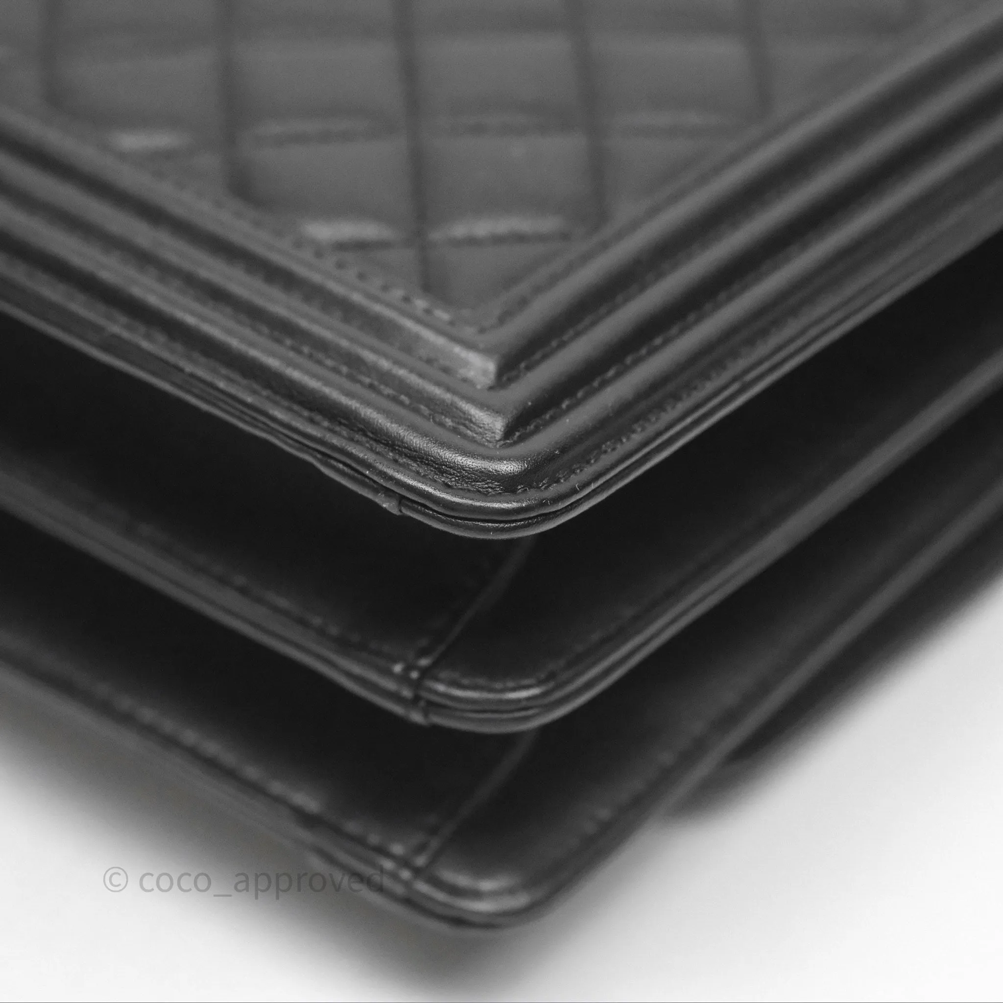 Chanel Quilted North South Boy Flap Black Calfskin Ruthenium Hardware