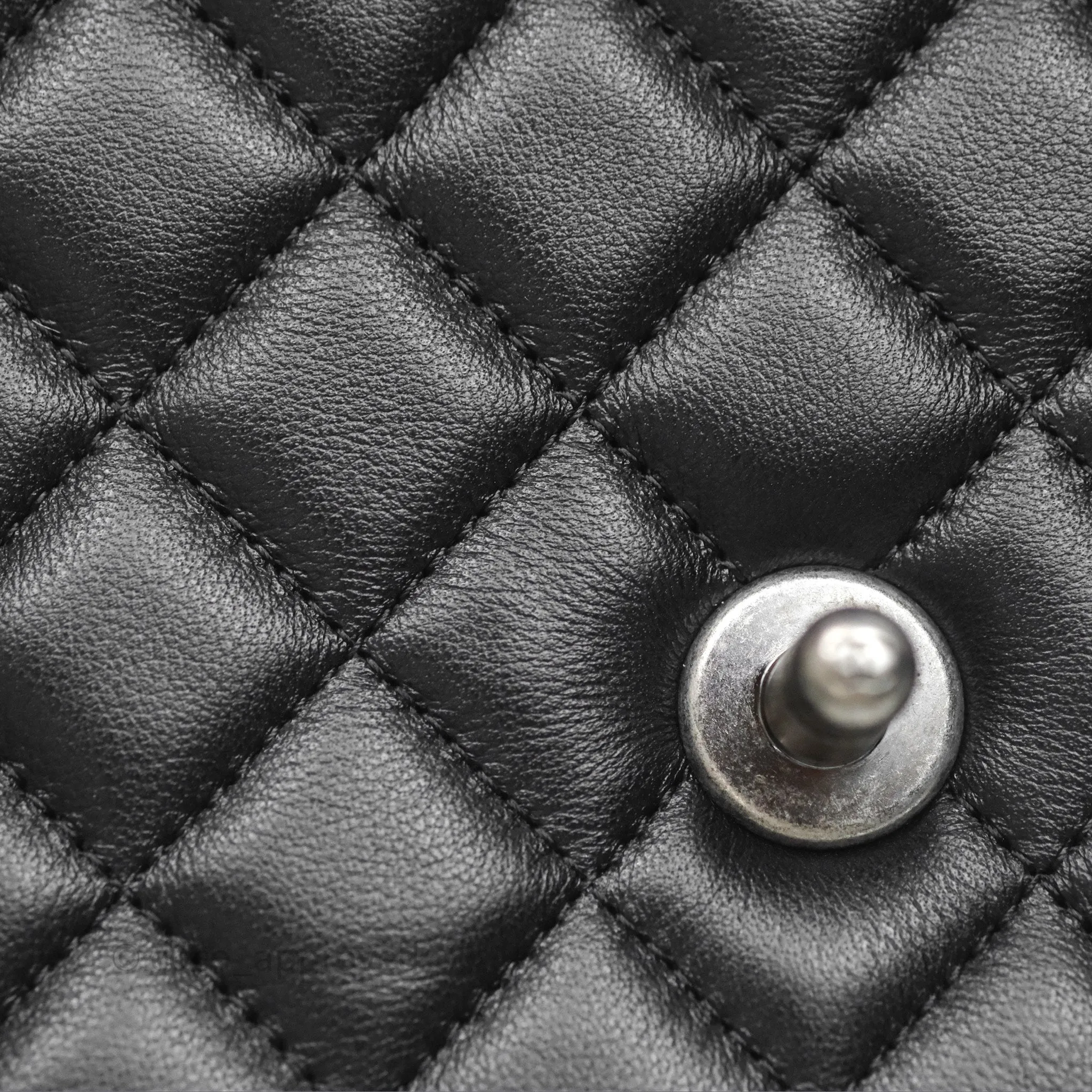 Chanel Quilted North South Boy Flap Black Calfskin Ruthenium Hardware