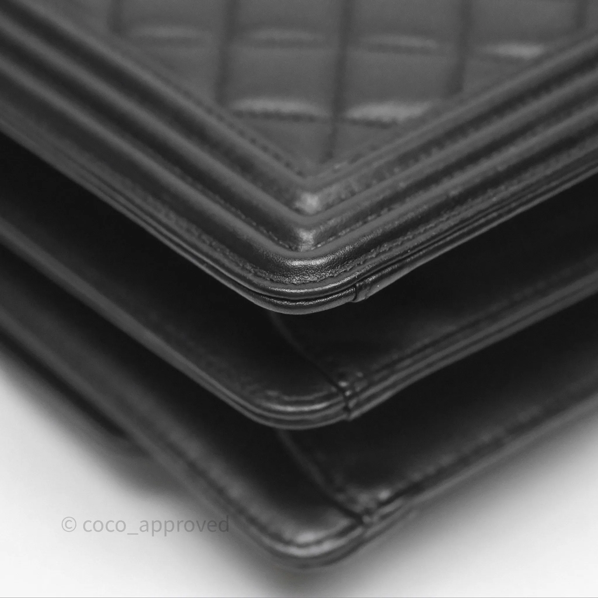 Chanel Quilted North South Boy Flap Black Calfskin Ruthenium Hardware