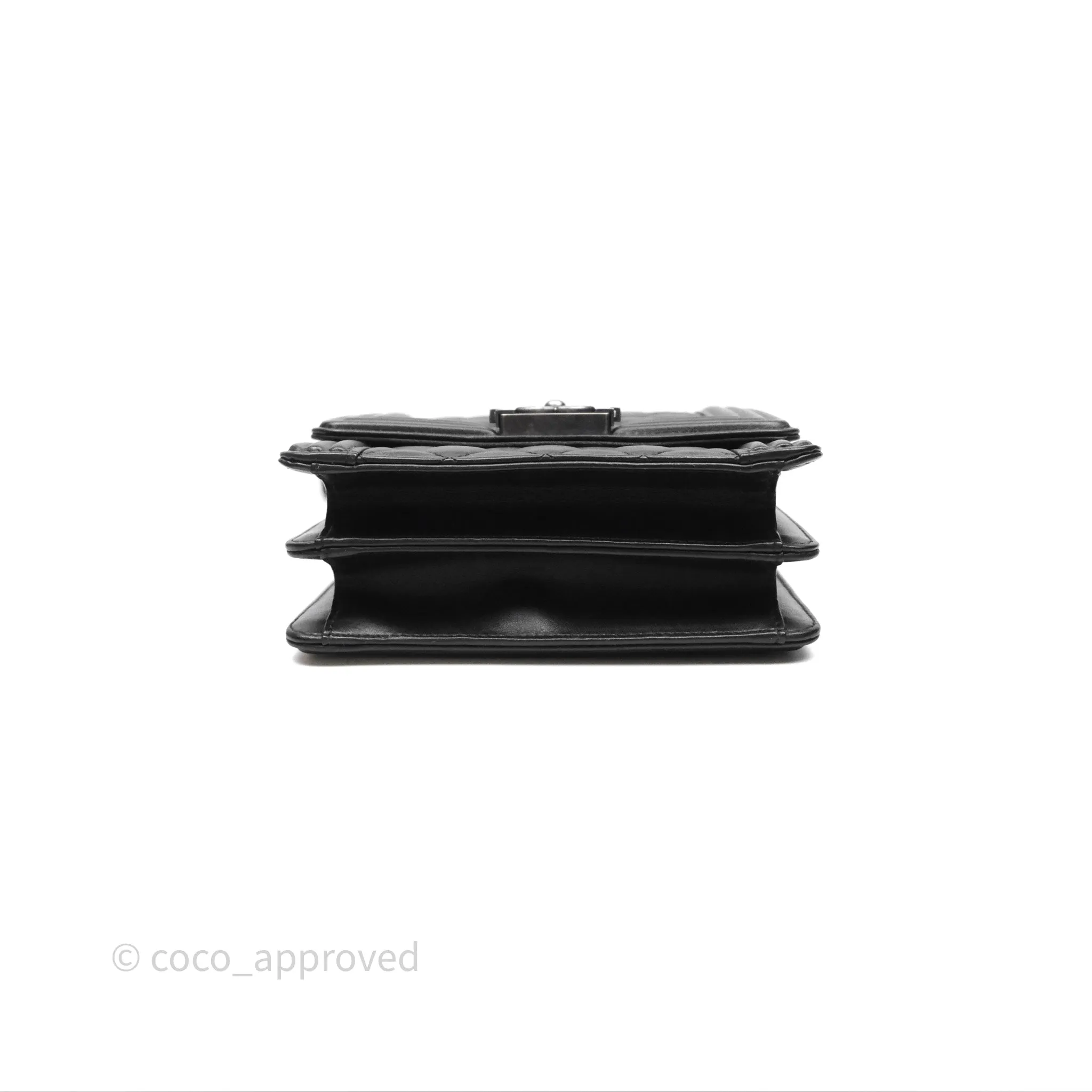 Chanel Quilted North South Boy Flap Black Calfskin Ruthenium Hardware