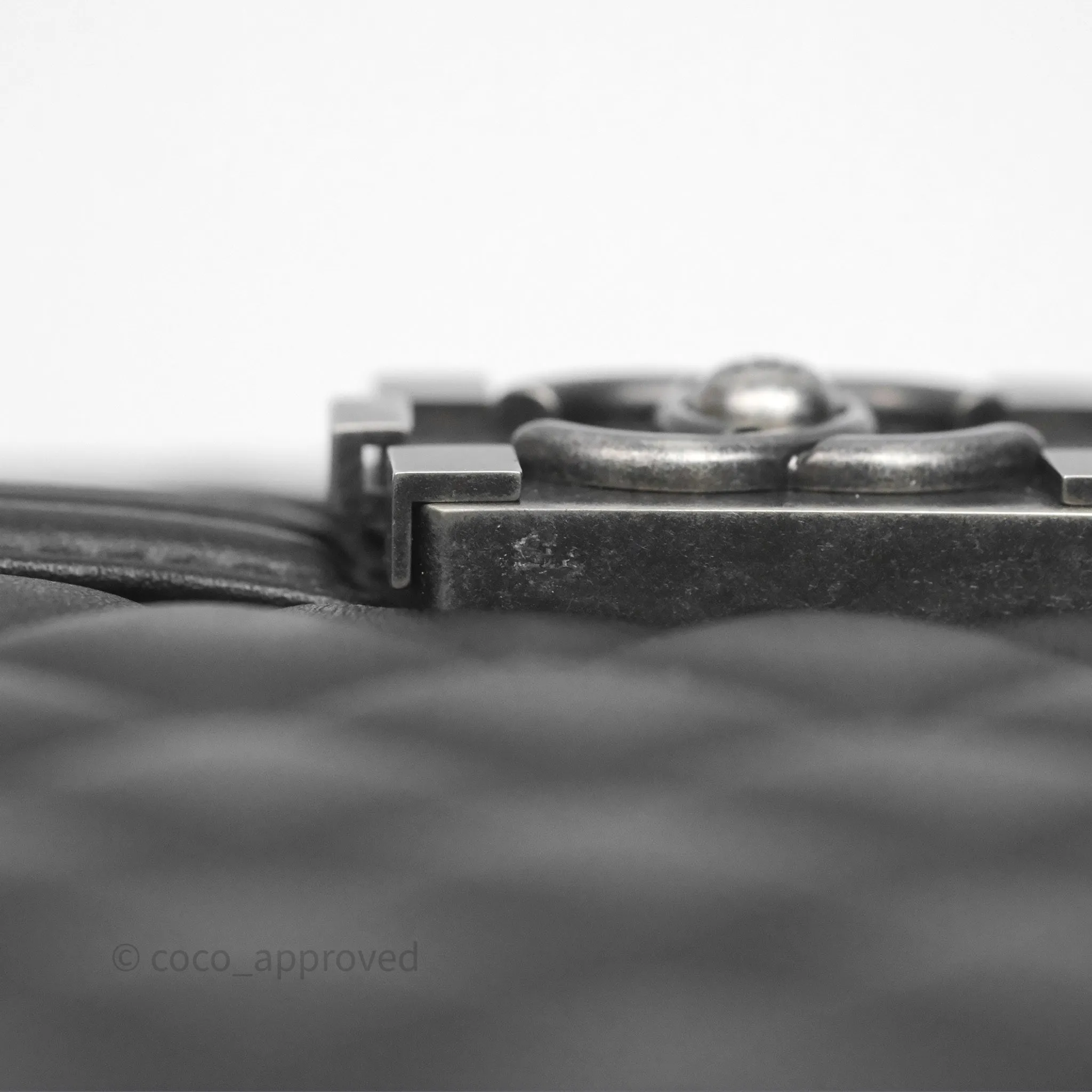 Chanel Quilted North South Boy Flap Black Calfskin Ruthenium Hardware