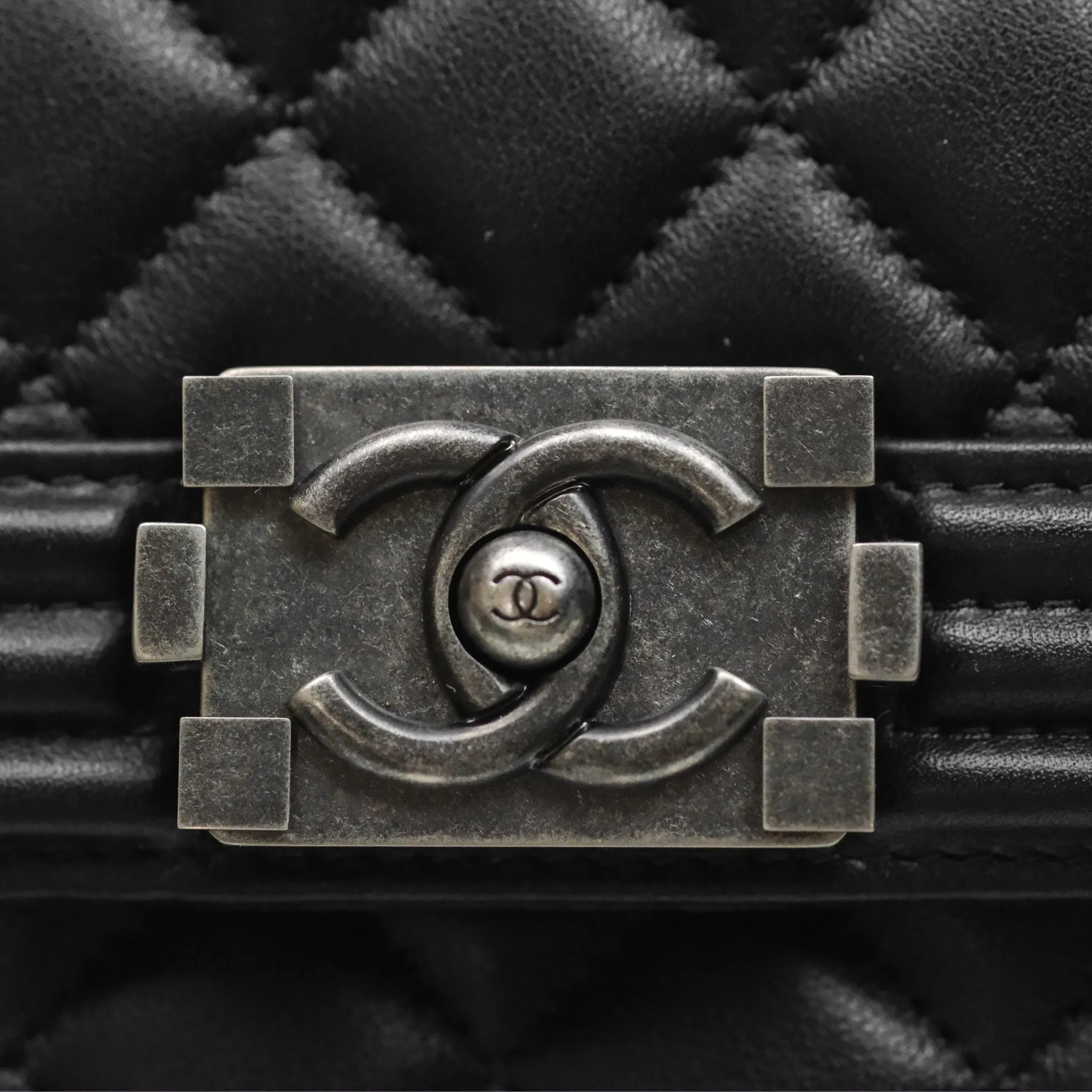 Chanel Quilted North South Boy Flap Black Calfskin Ruthenium Hardware