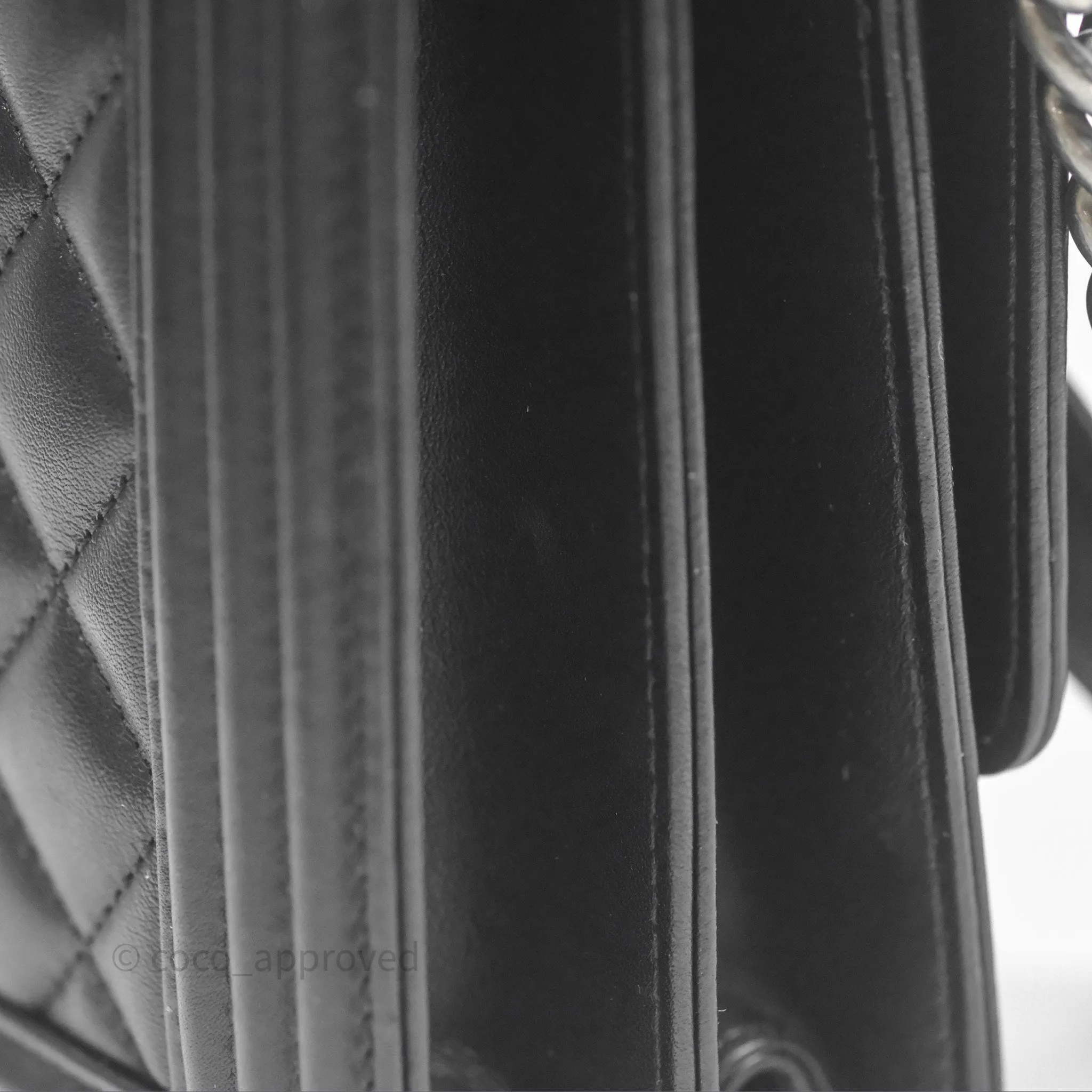 Chanel Quilted North South Boy Flap Black Calfskin Ruthenium Hardware