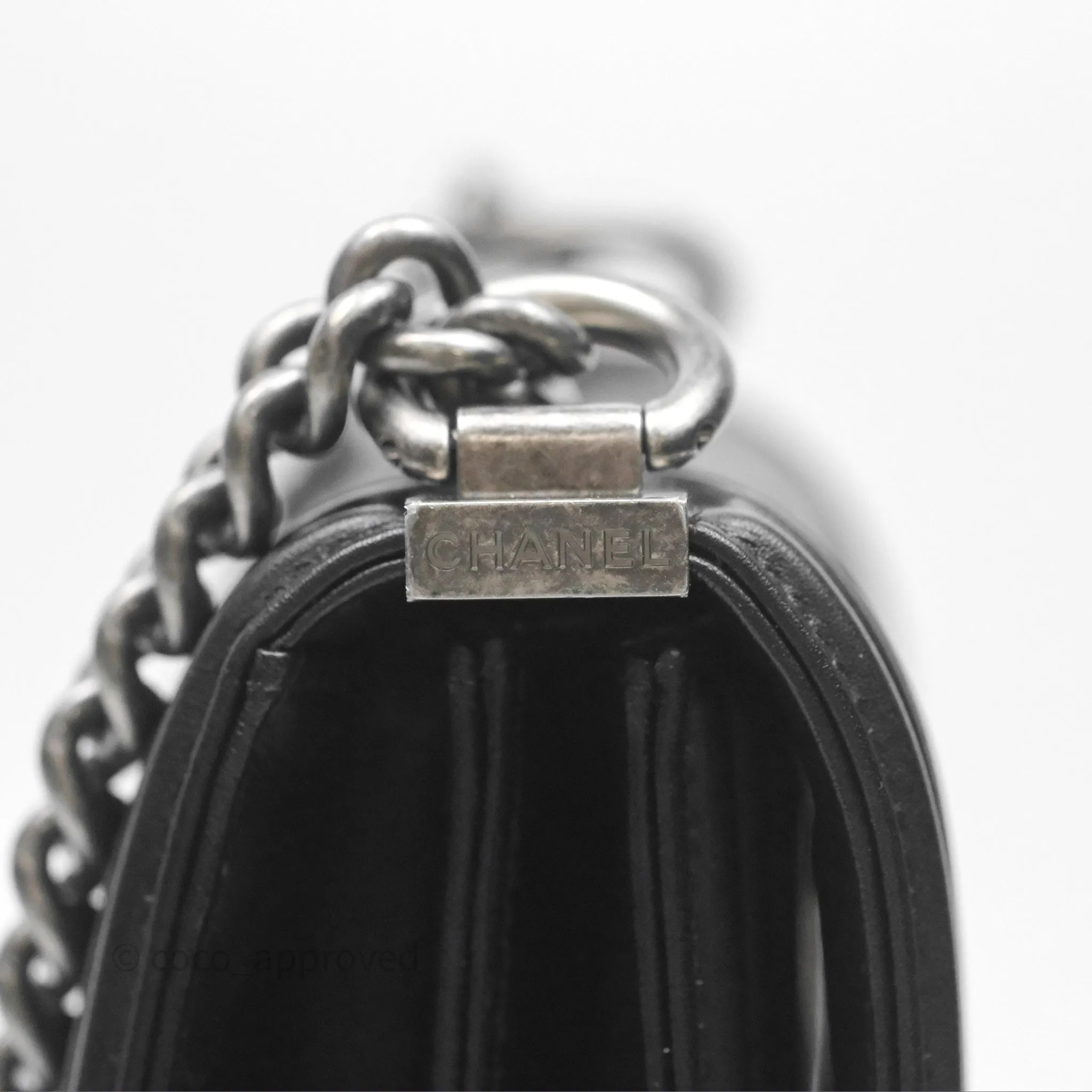 Chanel Quilted North South Boy Flap Black Calfskin Ruthenium Hardware