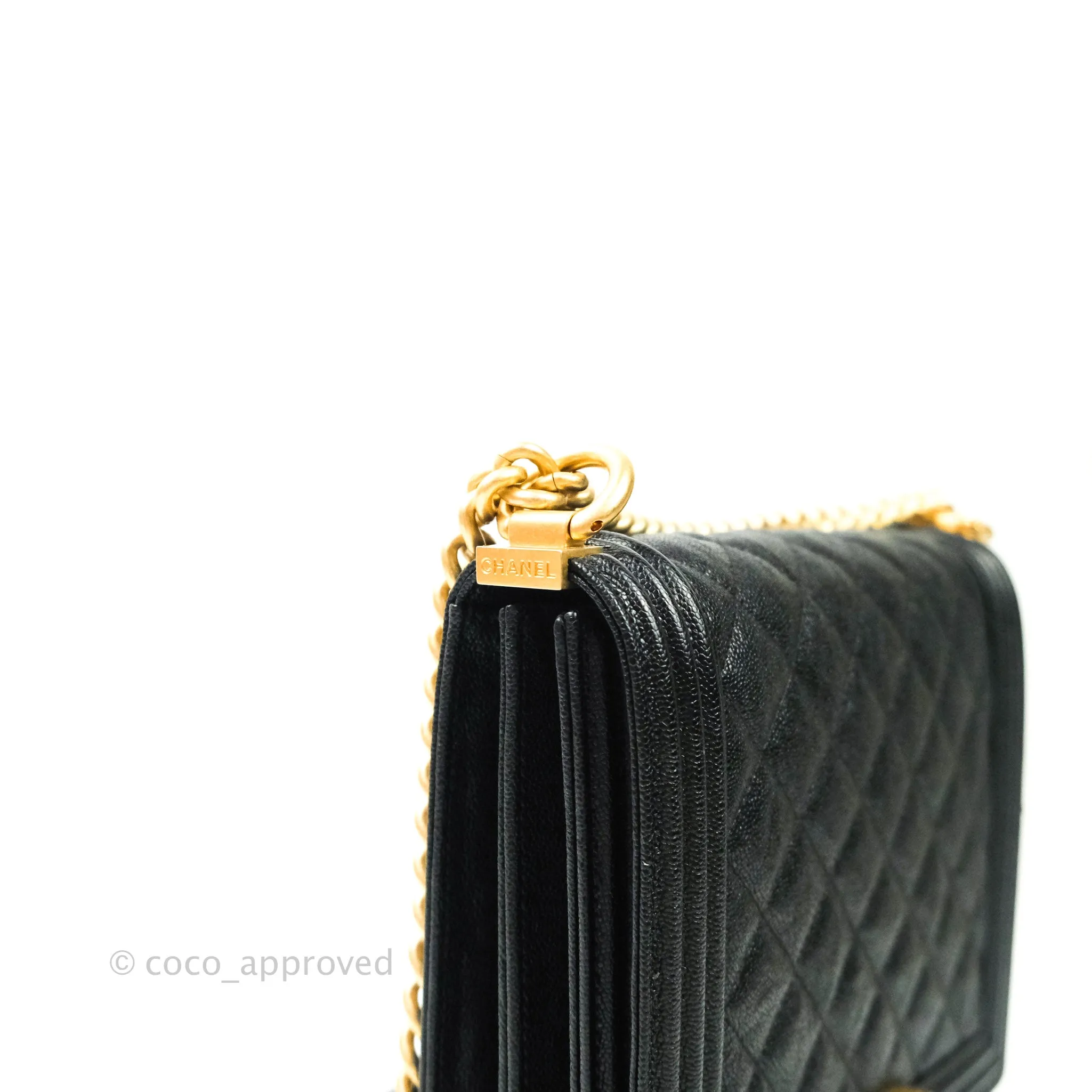 Chanel Quilted North South Boy Flap Black Caviar Gold Hardware