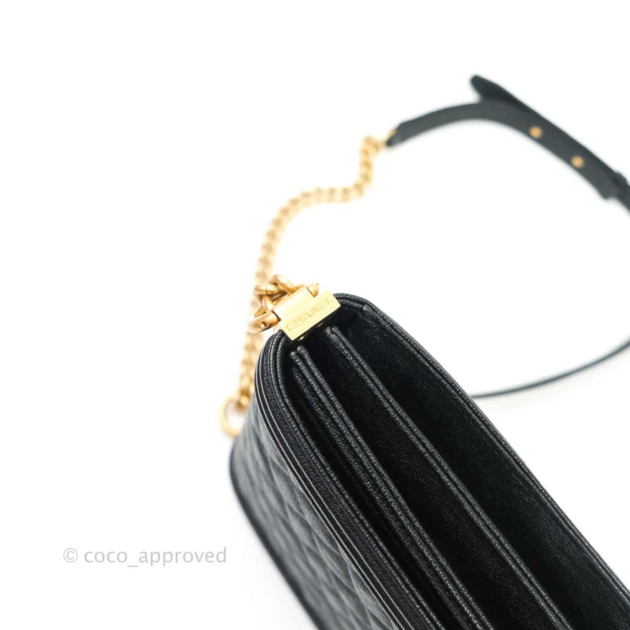 Chanel Quilted North South Boy Flap Black Caviar Gold Hardware