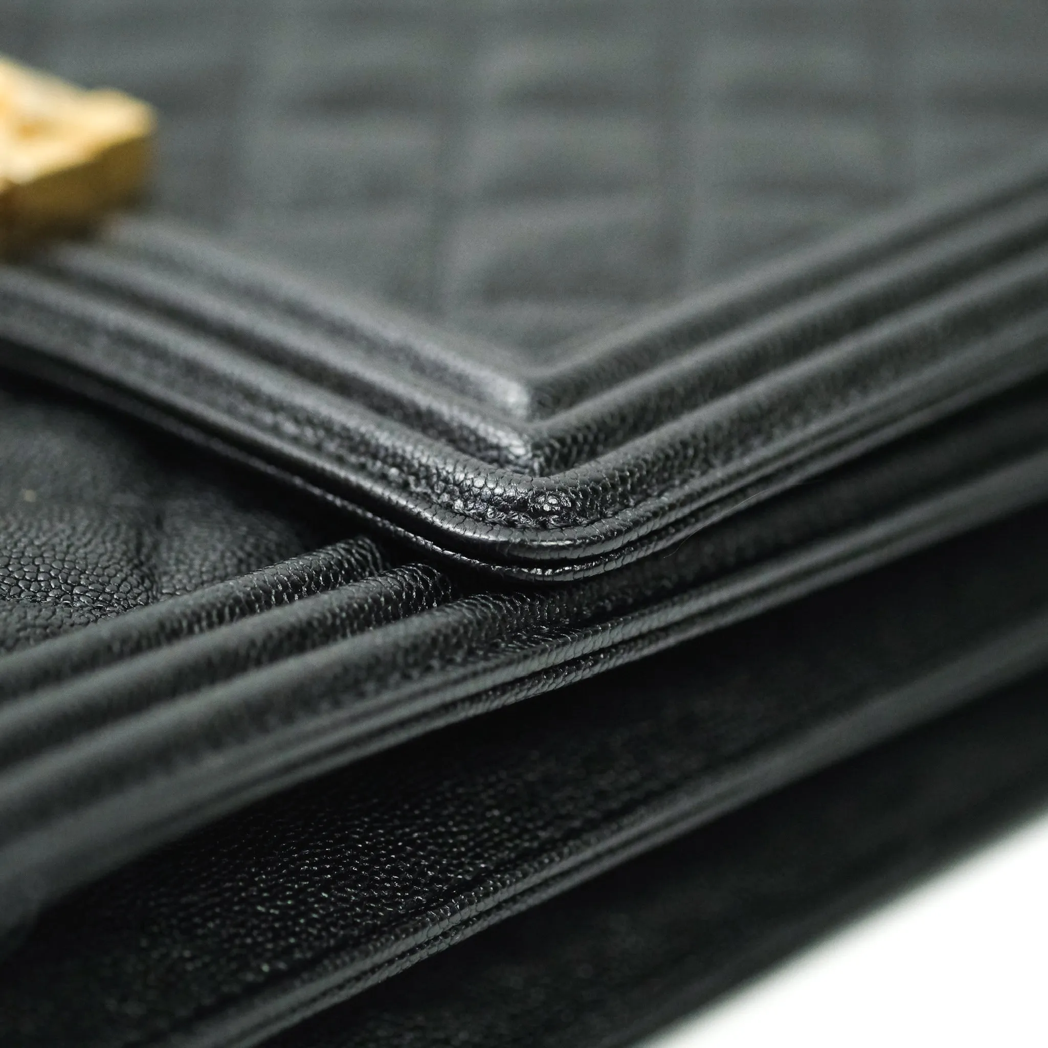 Chanel Quilted North South Boy Flap Black Caviar Gold Hardware