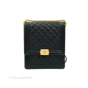 Chanel Quilted North South Boy Flap Black Caviar Gold Hardware