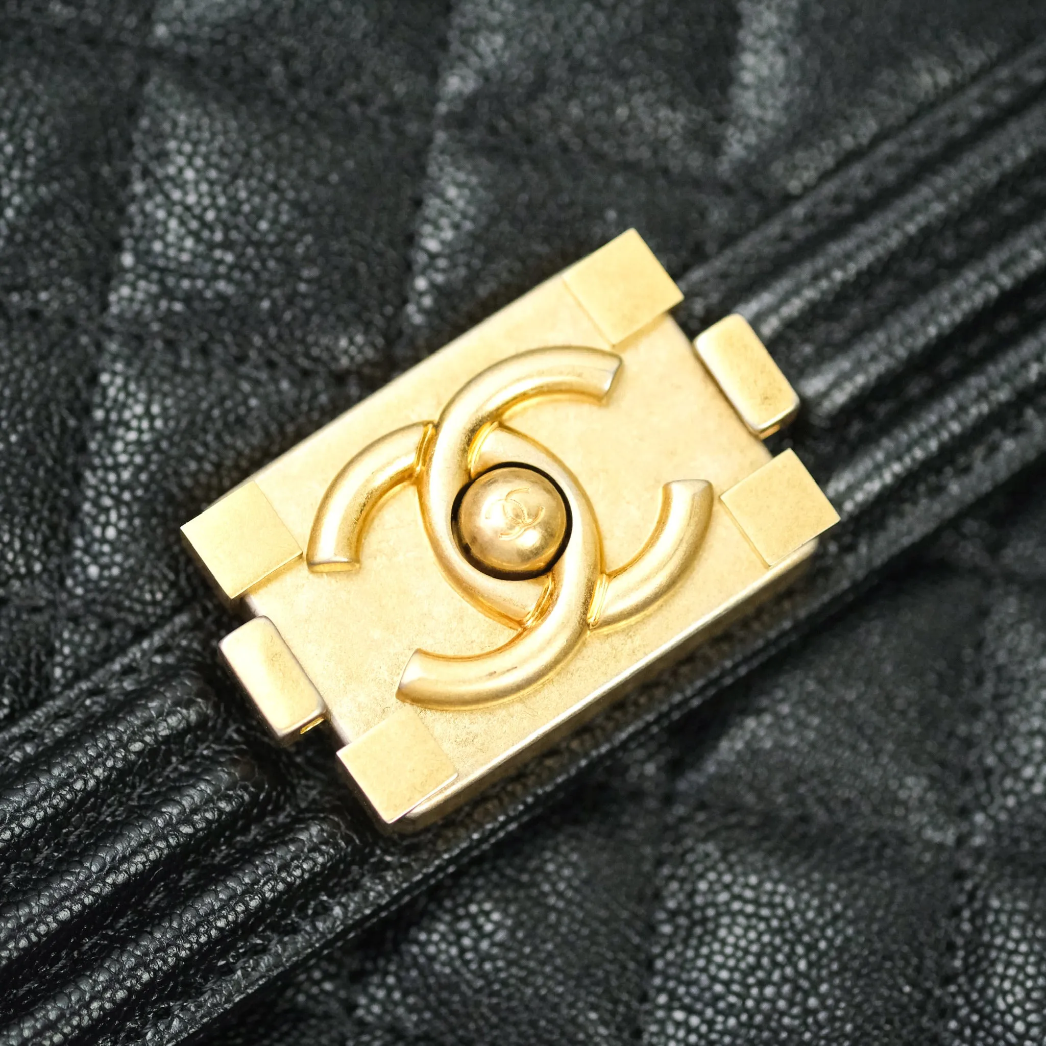 Chanel Quilted North South Boy Flap Black Caviar Gold Hardware