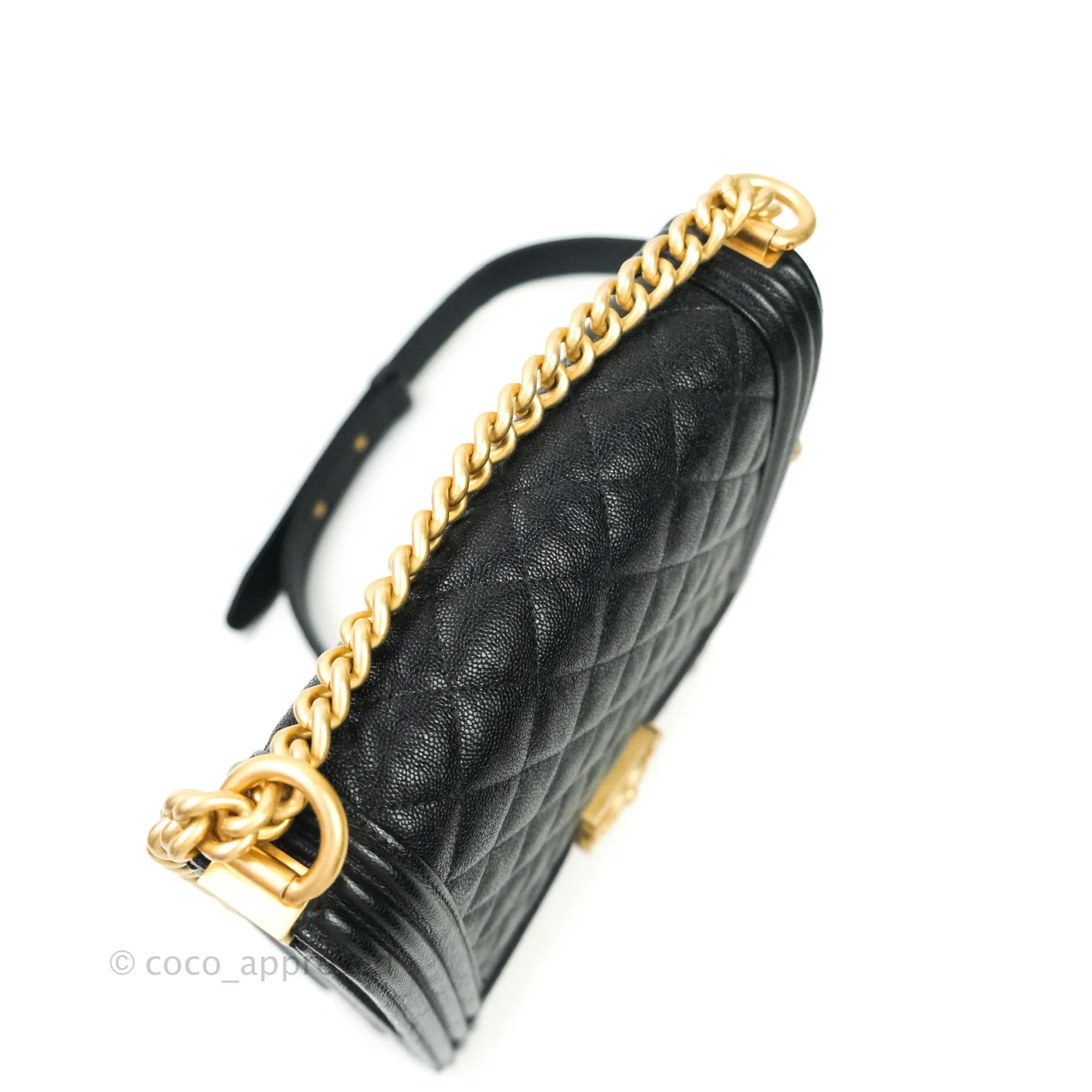 Chanel Quilted North South Boy Flap Black Caviar Gold Hardware
