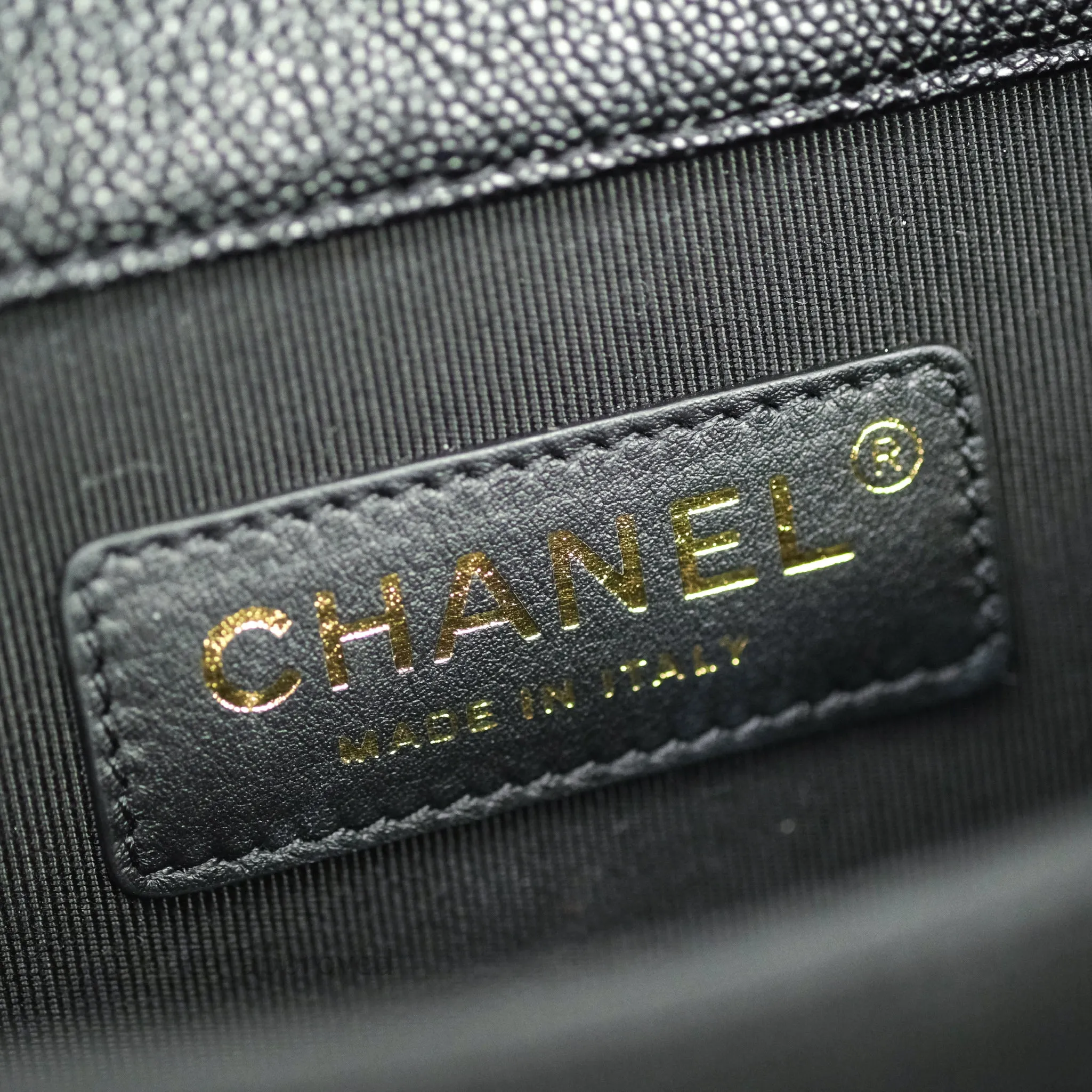 Chanel Quilted North South Boy Flap Black Caviar Gold Hardware