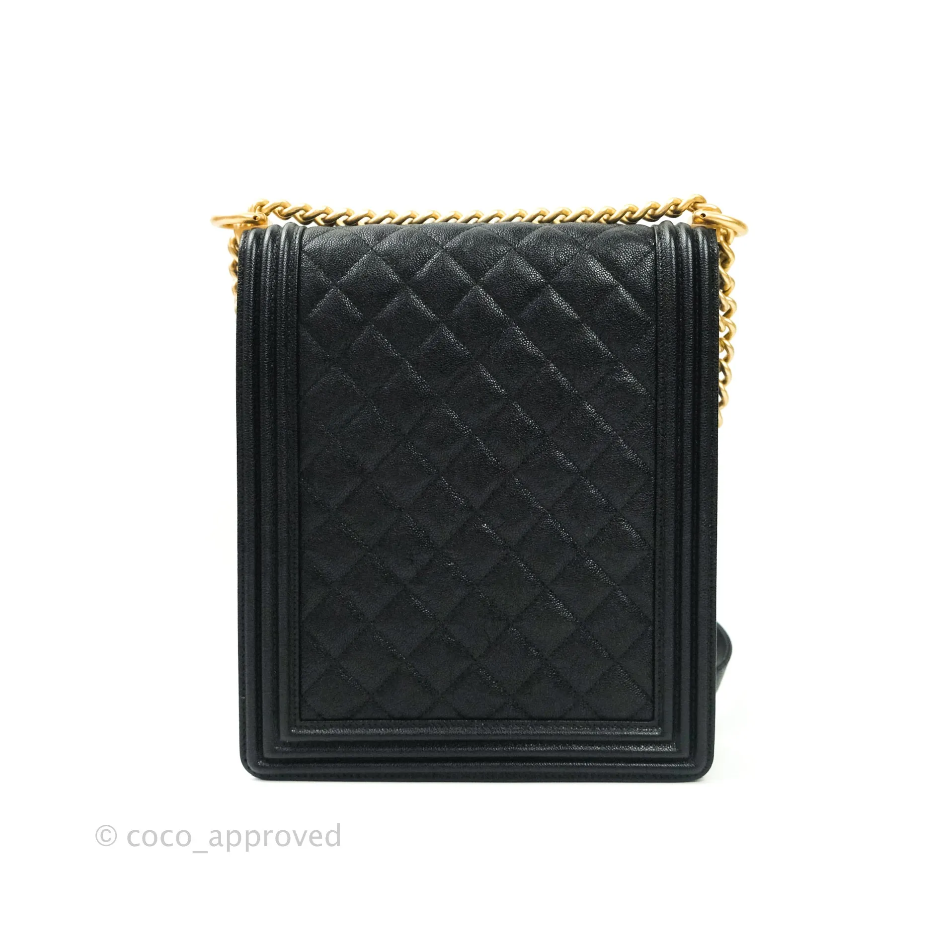Chanel Quilted North South Boy Flap Black Caviar Gold Hardware