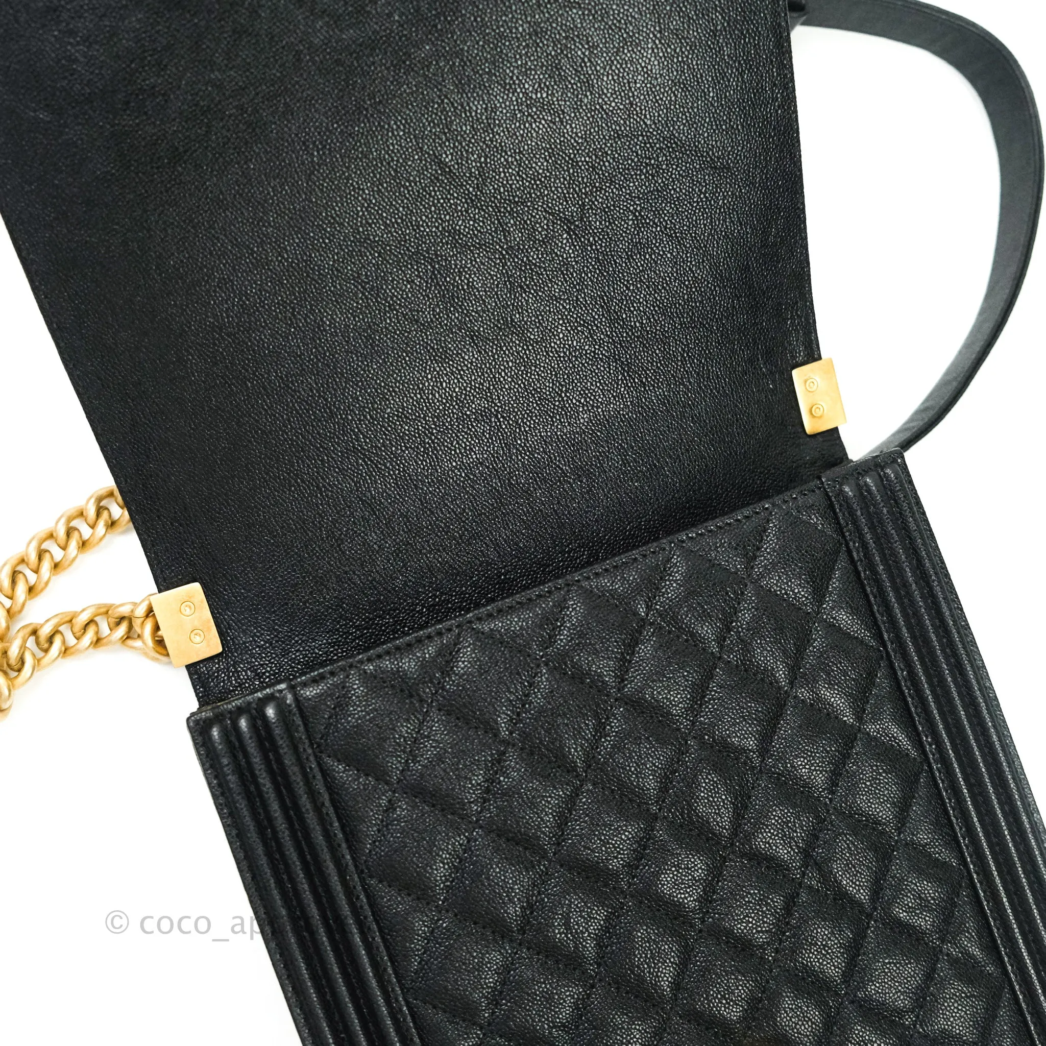Chanel Quilted North South Boy Flap Black Caviar Gold Hardware