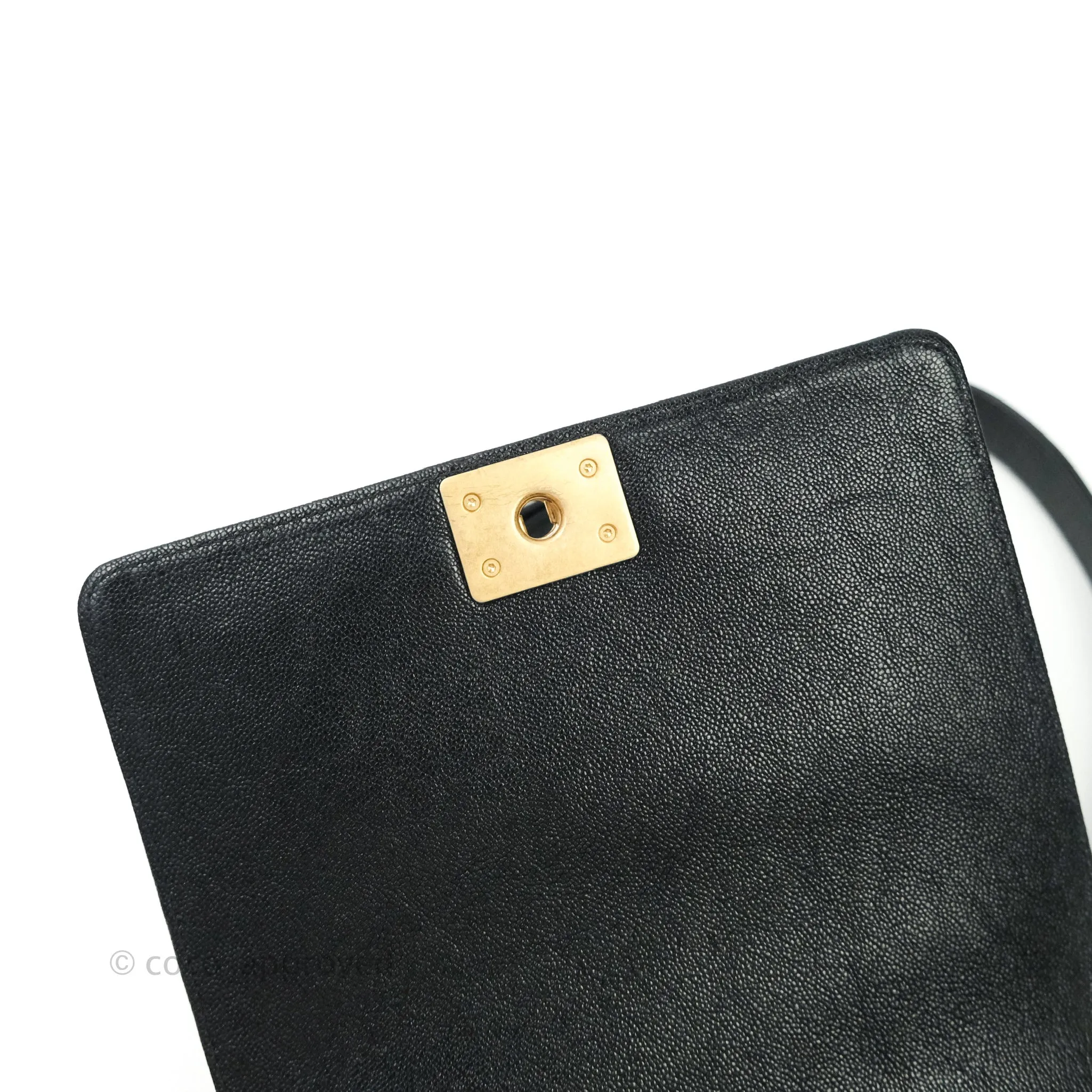 Chanel Quilted North South Boy Flap Black Caviar Gold Hardware