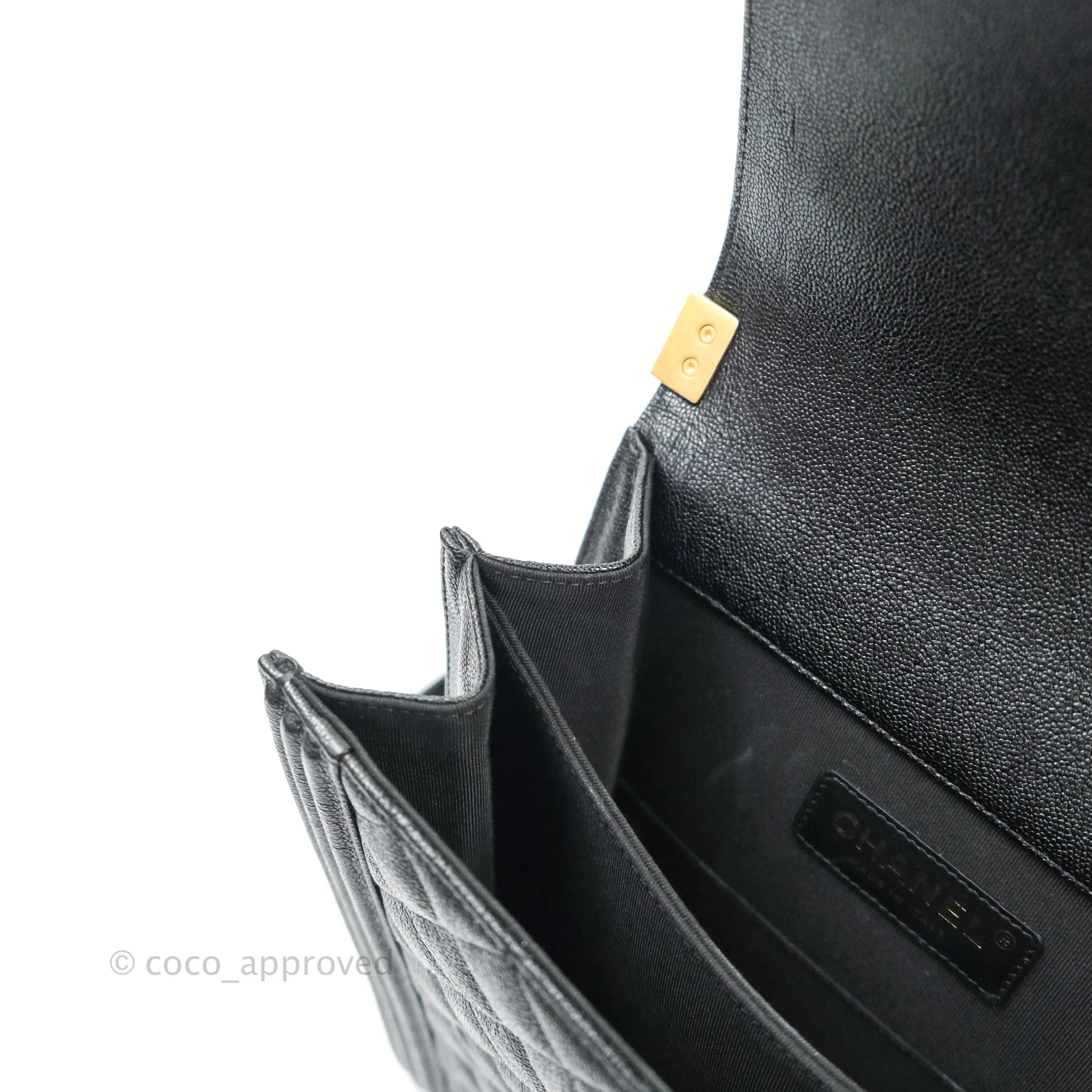 Chanel Quilted North South Boy Flap Black Caviar Gold Hardware